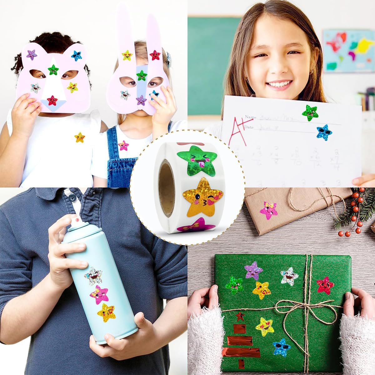 KALYRON 2000 Pcs Multicolor Star Stickers,Fun Reward Stickers for Teachers & Students,Vibrant, Durable & Easy Peel,Perfect for Classroom, Crafts, Charts & Gifts, 4 Rolls image number 3