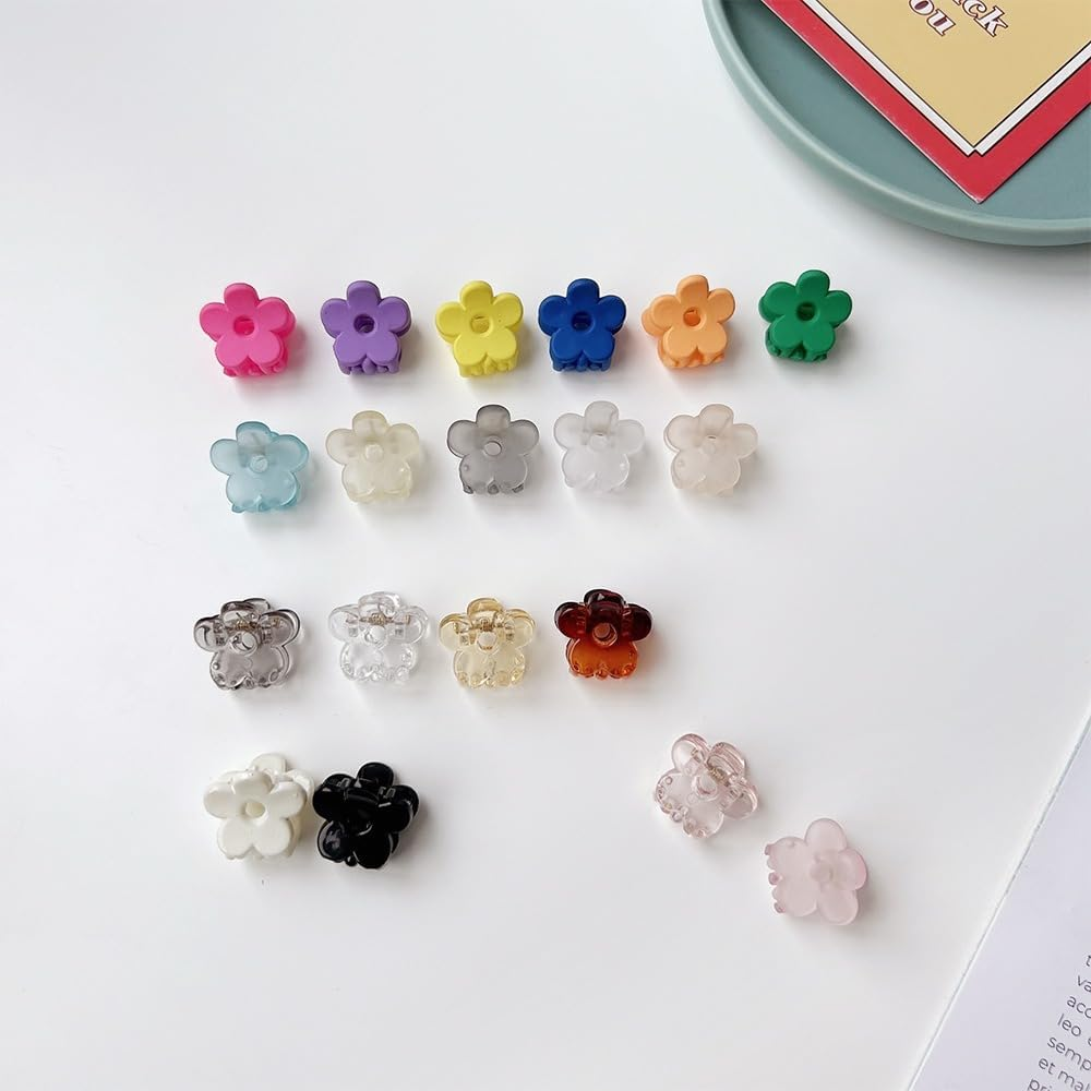 Pack of 30 Small Flower Hair Clips, 2 Cm Claw Clips, Hair Clips, Non-Slip Handle, Mini Accessories, Cute Flowers Hair Clip, Hair Accessories for Women, DIY Hair Styling, Light Blue image number 1
