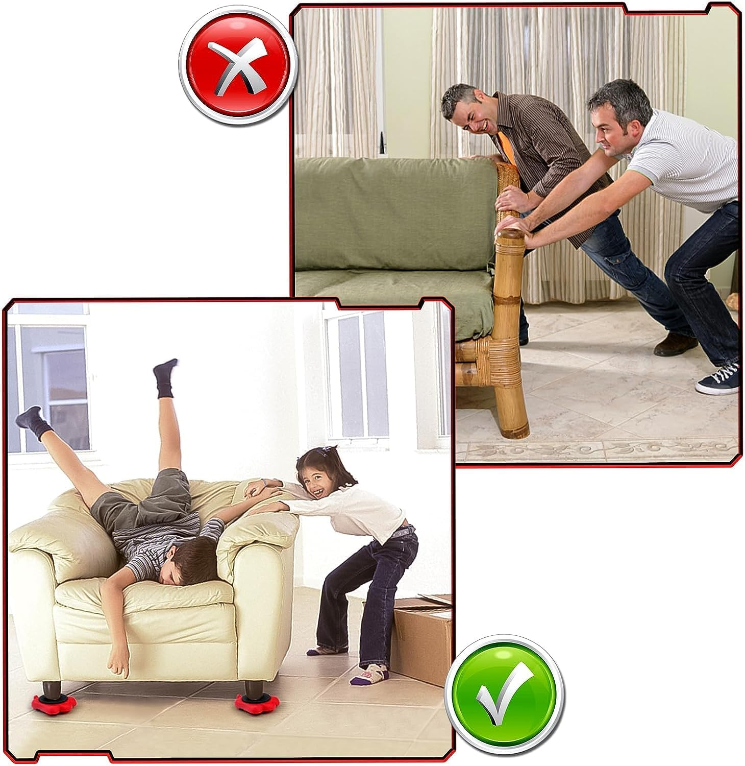 5Pcs Furniture Mover Lifter Tool Kit, Heavy Duty Furniture Lifter with 4 Sliders for Easy and Safe Moving Furniture Slides Kit Furniture Move Roller Tools for Sofas Couches Refrigerators image number 1