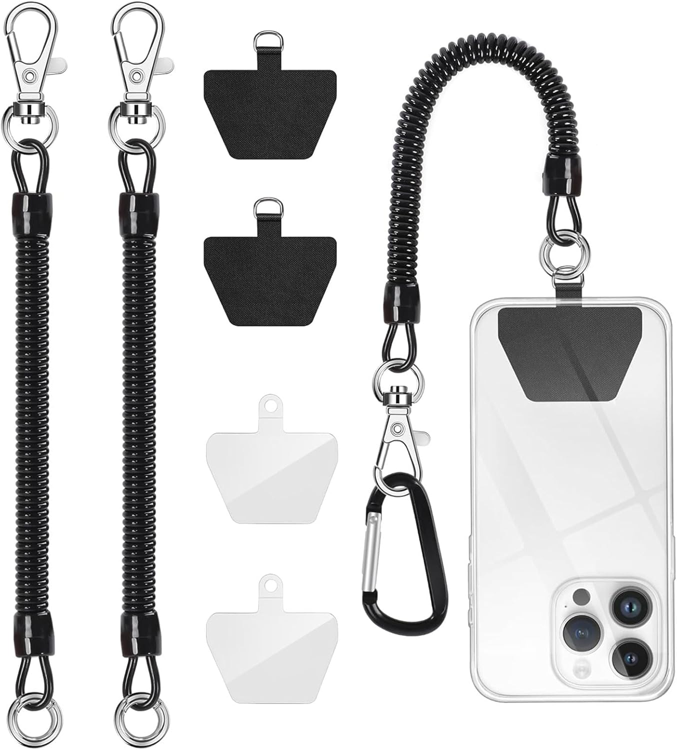 Lunarcharm 2 Pack Phone Lanyard Anti-Theft Strap Coiled Cord for Outdoor Hiking and Climbing for Most Smartphones (Black + Black) image number 4