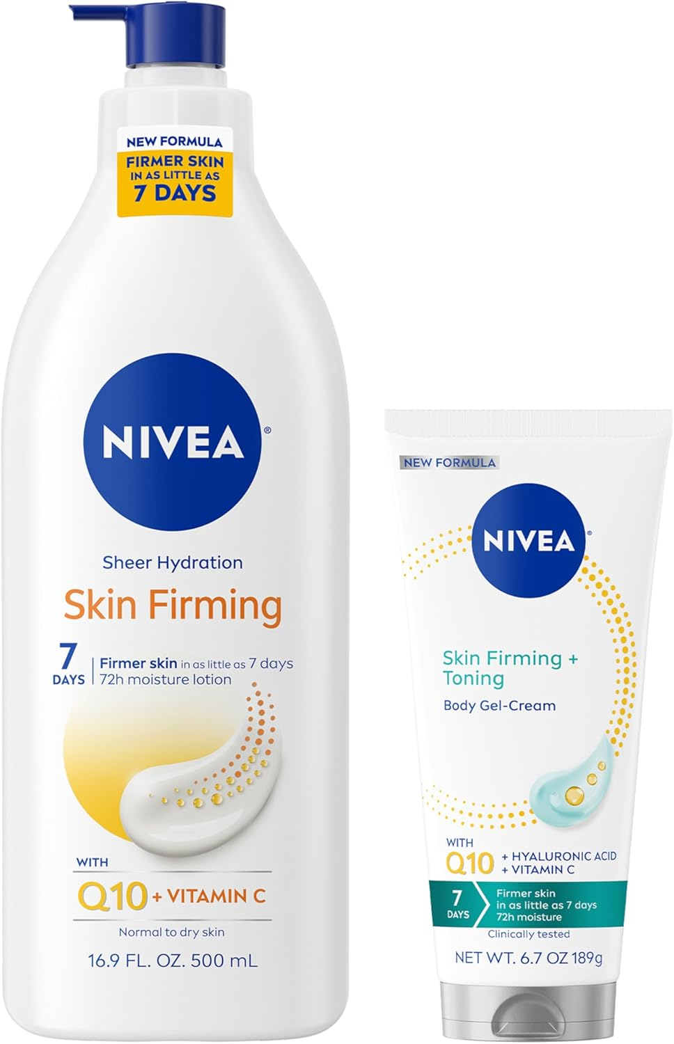 NIVEA Sheer Hydration Skin Firming Body Lotion (16.9 Fl Oz) + Skin Firming & Toning Body Gel Cream with Hyaluronic Acid (6.7 Oz), Enriched with Q10 and Vitamin C image number 6
