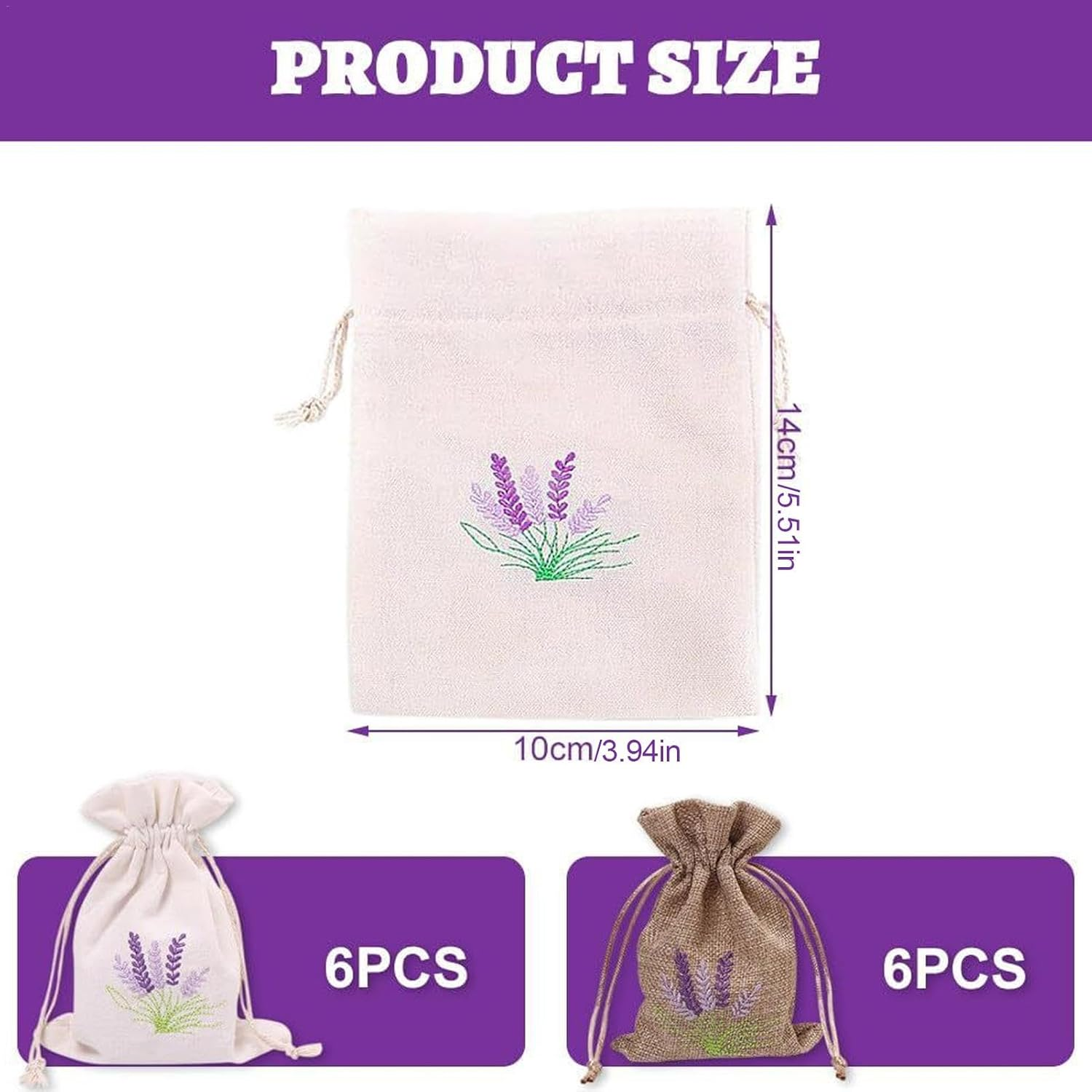 Empty Sachet Bags - Small Lavender Cloth Bag Embroidered Drawstring Sachet Pouches Empty | Soft Linen Fragrance Sachet Packets, Closet Sachets Bag, Drawer Freshener Packaging Pouch image number 6