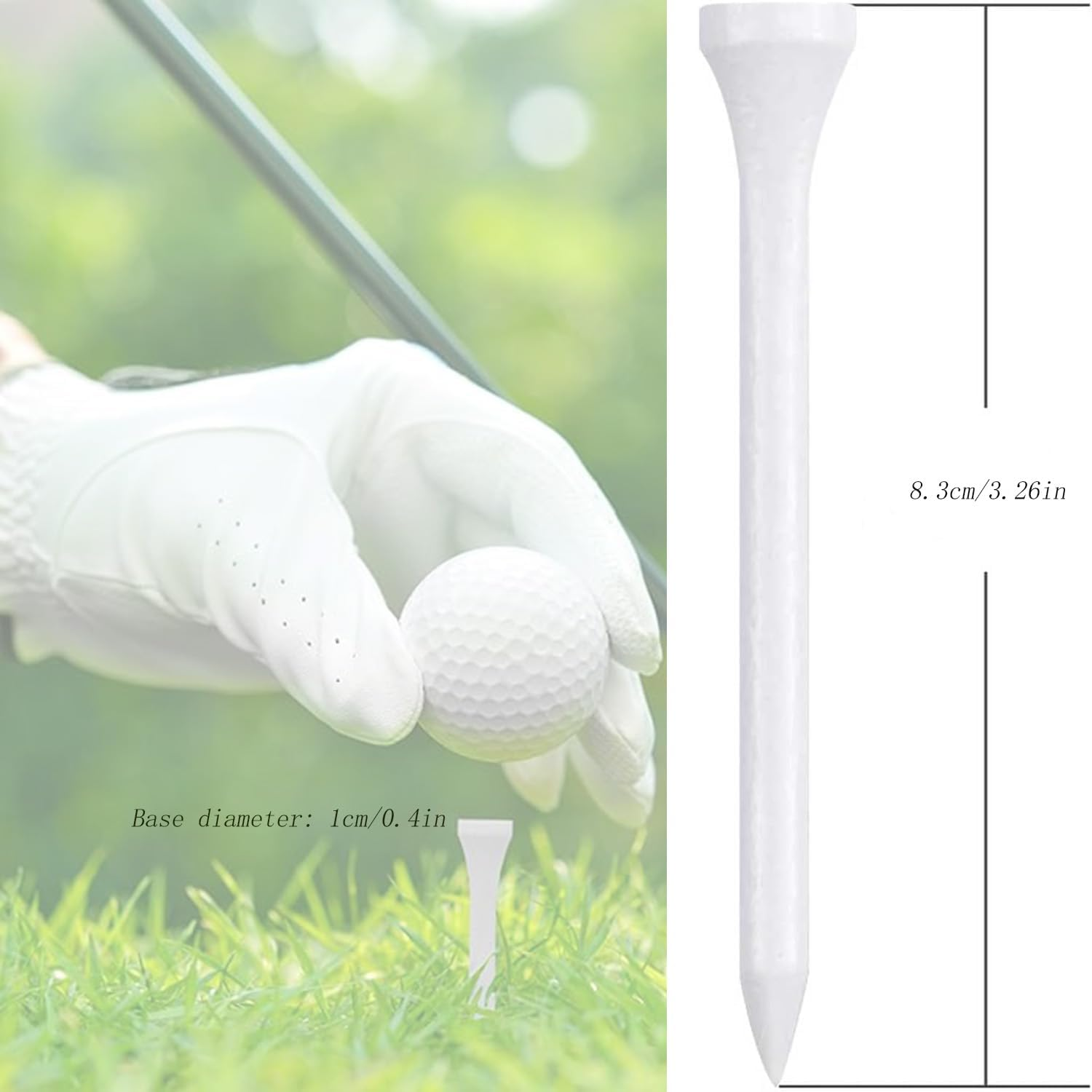 Hysgscwd 100Pcs Wooden Golf Tees, 83Mm/3-1/4In White Bulk Wood Golfing Tees, Durable Professional Natural Golf Balls Accessories, Long Tall Golf Tees, Reduce Friction and Side Spin, Sturdy and Stable image number 3