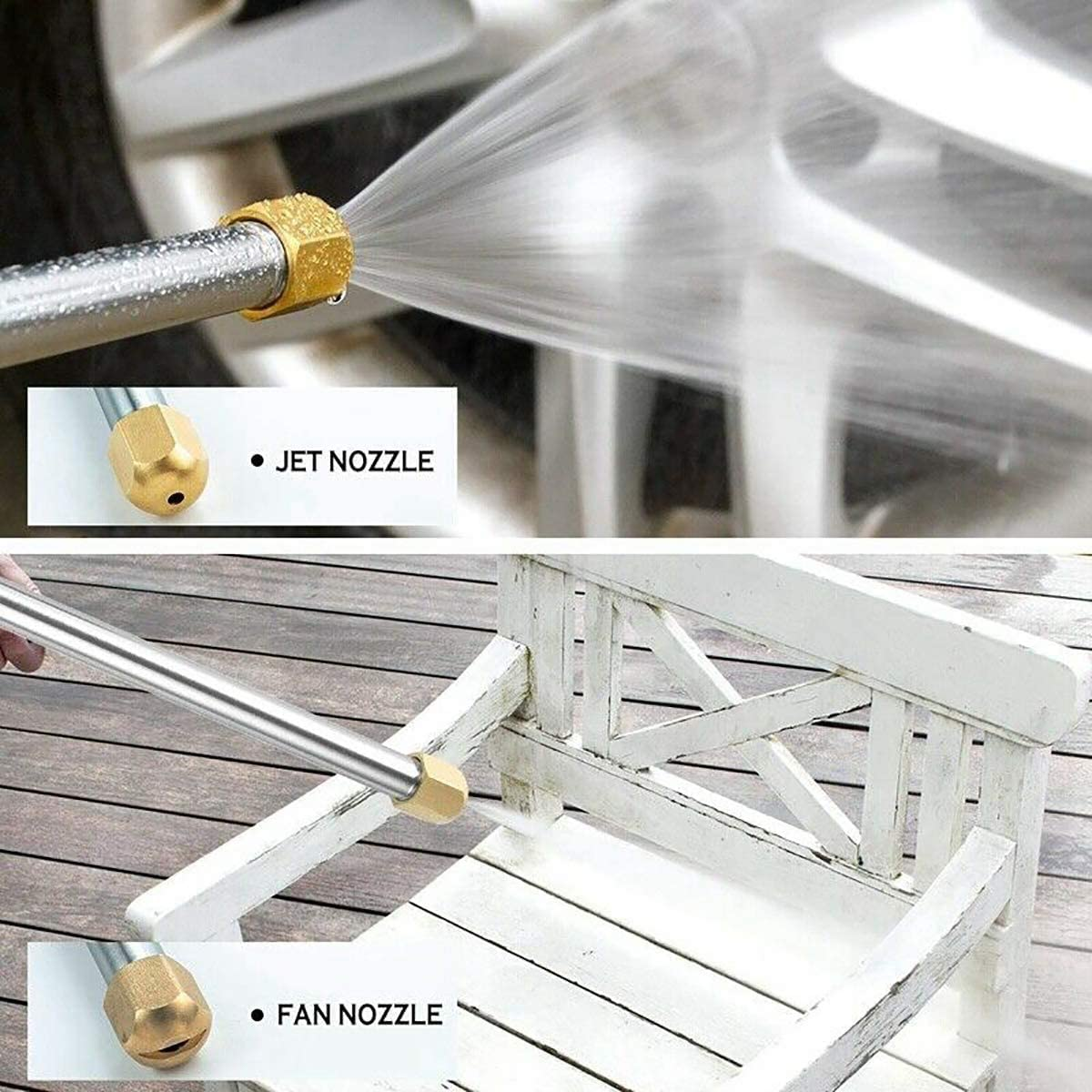 High Pressure Power Washer Wand, Hydro Jet Water Hose Nozzle,Watering Sprayer Cleaning Tool, Wand Lance for Gutter Patio Car Pet Window Glass Blue - Blue image number 2