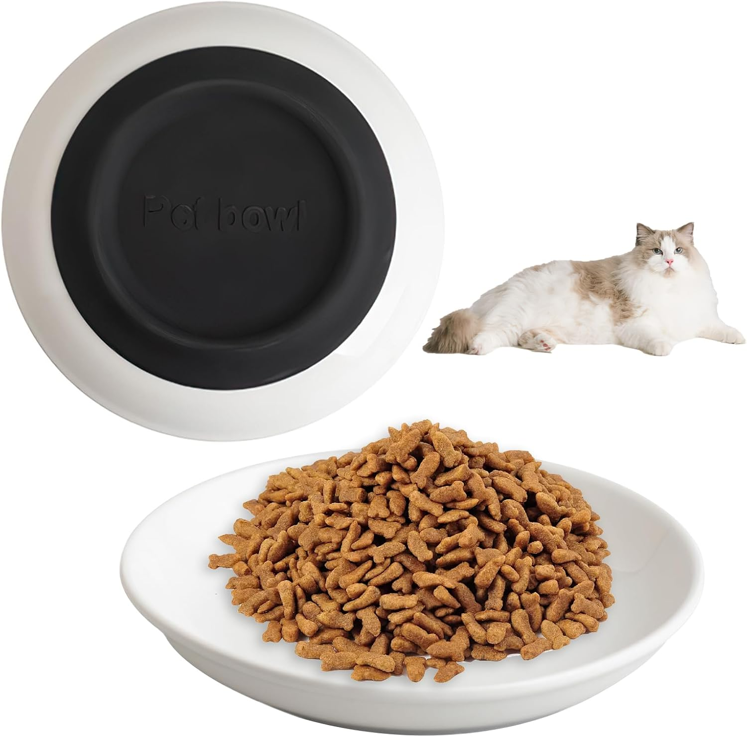 Ceramic Cat Bowl, Cat Bowl, Flat Cat Bowl, Cat Feeding Bowl, Flat Cat Bowl, Drinking Bowl, Cat Bowl, Cat Food, Water Bowl for Dogs, Cats, Rabbits image number 2