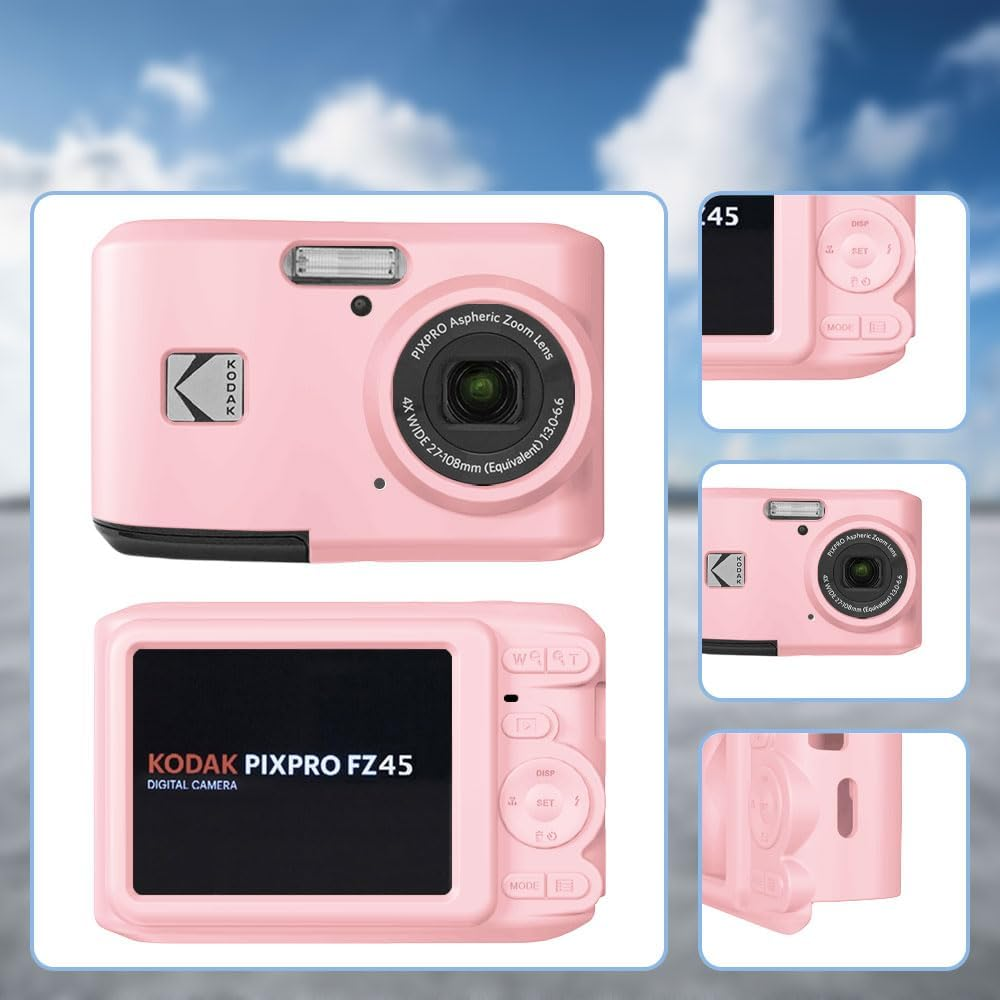 Tedubax Case for Kodak PIXPRO FZ45 Case, Soft Silicone Case for Kodak PIXPRO FZ45 - Anti-Scratch Slim Fit Lightweight Protective Case - Pink - Black image number 7