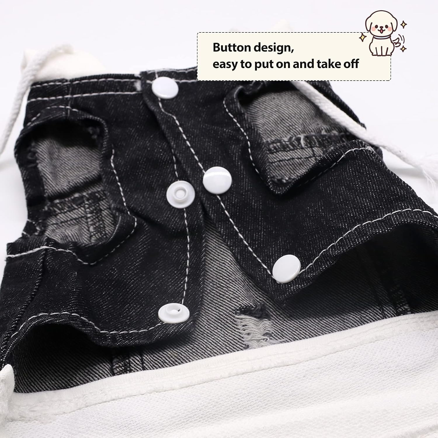 SILD Pet Clothes Dog Jeans Jacket Puppy Cat Clothes Dog Hoodies Cool Coat Dog Clothes for Small Medium Dogs (Xxl,White Hat)