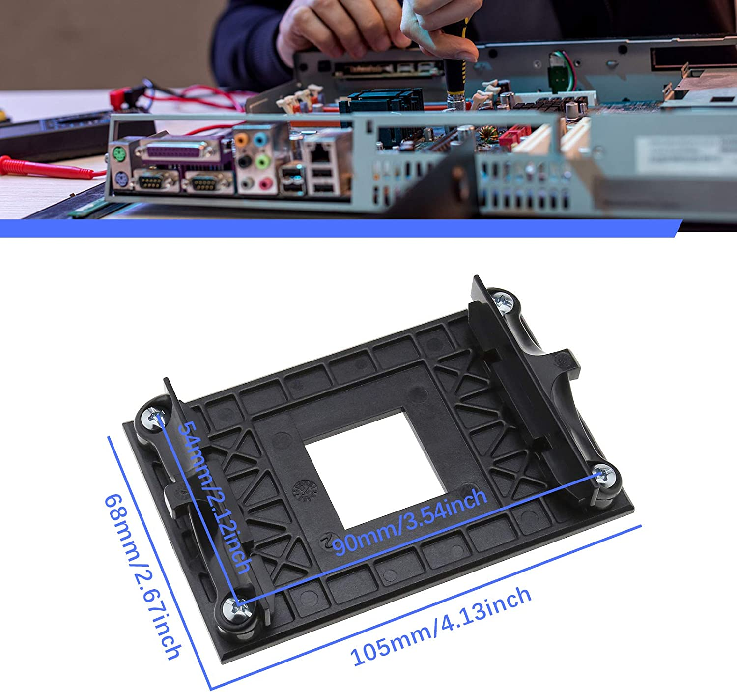 Emsea AMD CPU Fan Bracket Socket Retention Mounting Base for AM4 Motherboard Chipset B350 X370 A320 X470 with Screws Side Fixing Holder image number 2