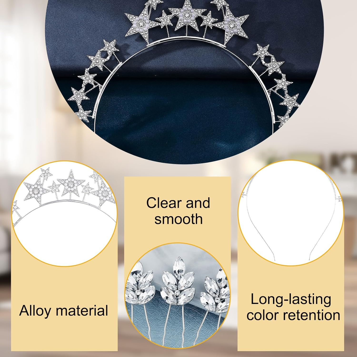 RTRTGS Star Headband Rhinestone Hair Band Carnival, Hair Band Stars, Crown with Haly Layer, Headband Sun Rays, Goddess Hair for Wedding Christmas - Headpiece for Women and Girls image number 4