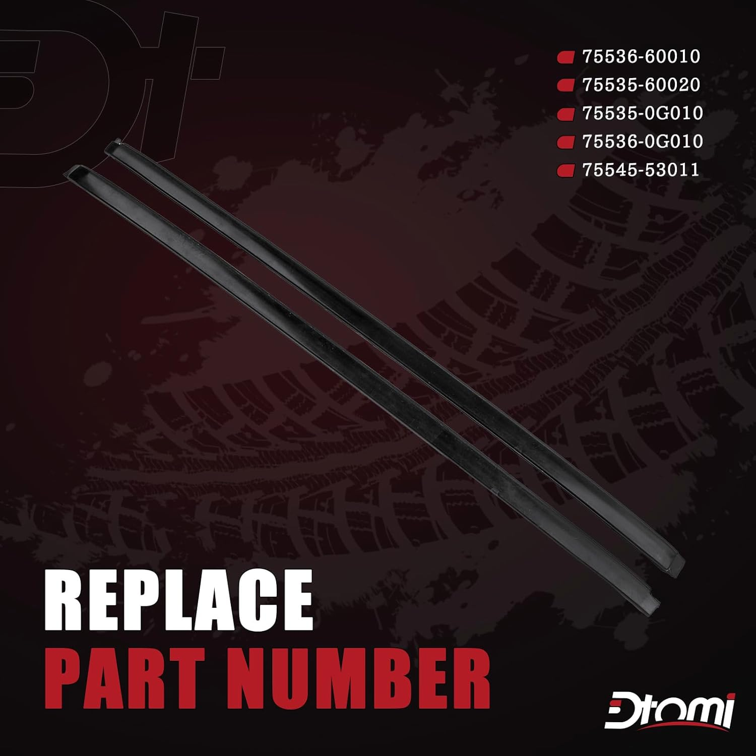 Dtomi Front Driver & Passenger Side Windshield Moulding Kit Automotive Replacement Parts Compatible with Lexus Vehicle GX460 Land Cruiser Prado 2010-2022 Replace# 75536-60010 75535-60020 75545-53011 image number 5