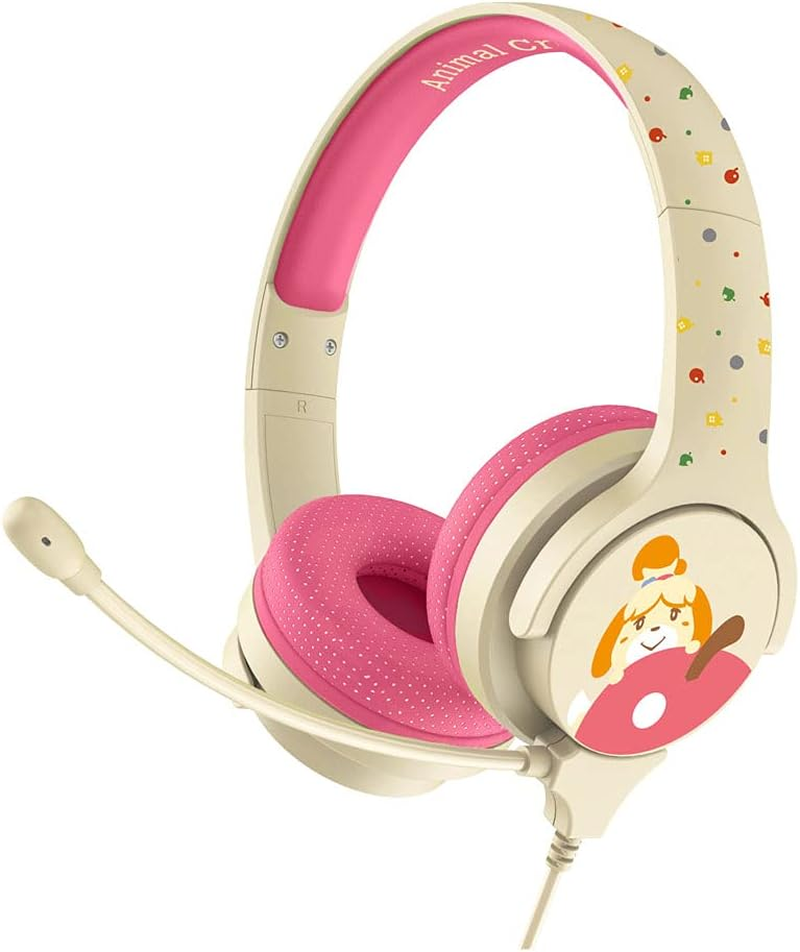 Animal Crossing Nintendo Isabelle Interactive Study Premier Kids Headphones with Boom Microphone Ages 3+ (AC0848) Rose Kids
