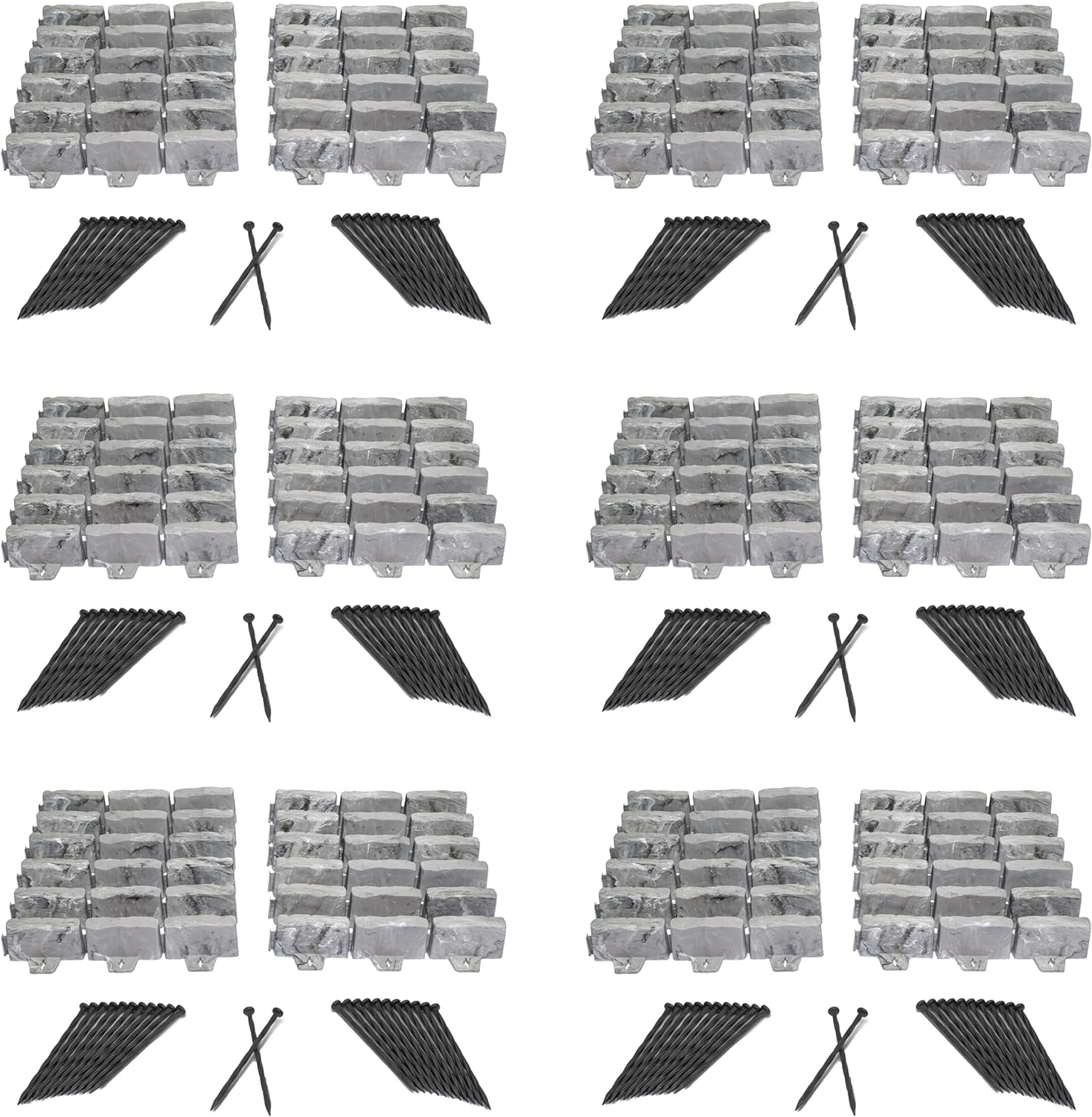 Easyflex No-Dig Landscape Edging with Anchoring Spikes, 2.7 In. Tall Decorative Stone-Look Garden Border, 90 Foot Kit, Brown (3602B-90C)