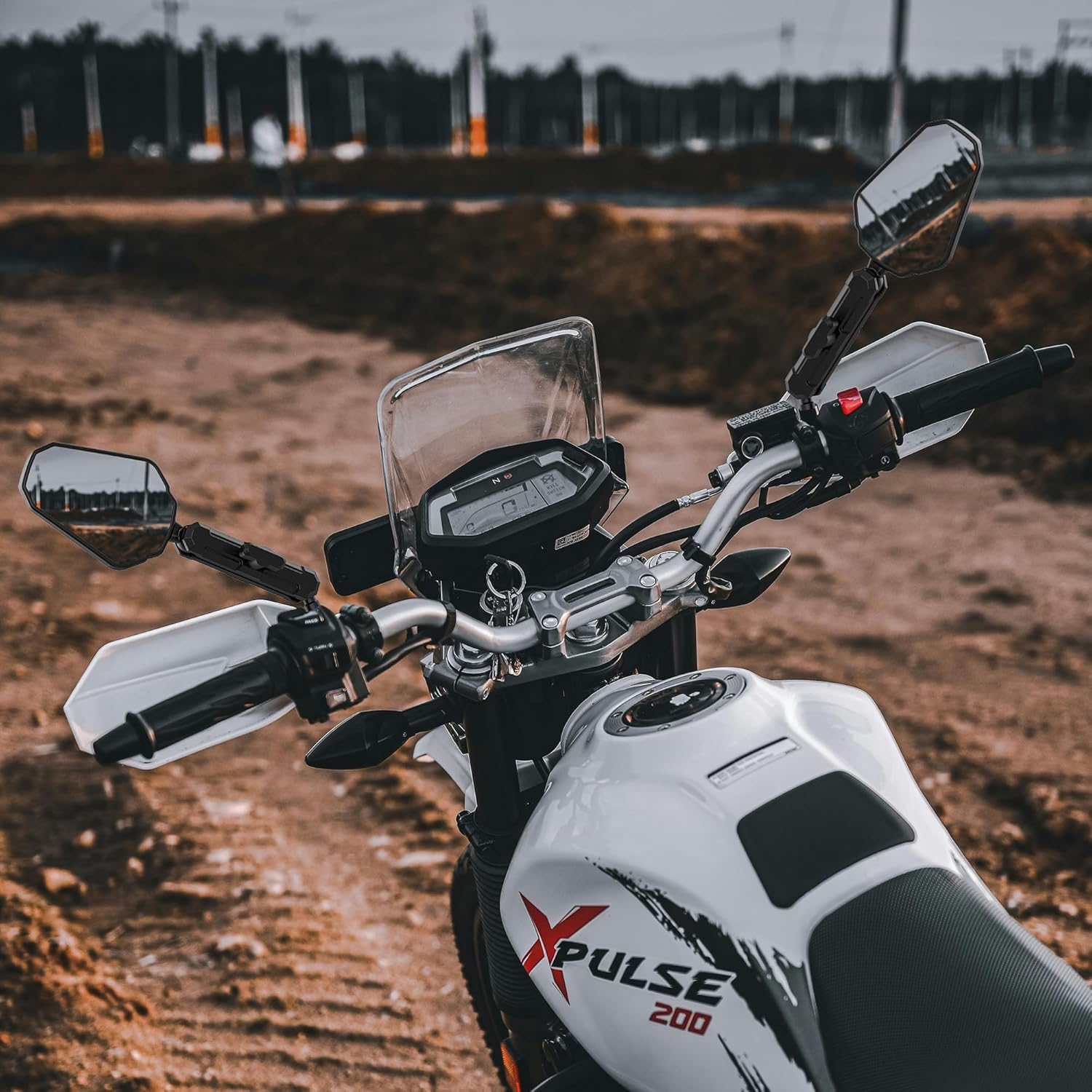 Upgraded Universal Motorcycle Mirror,Adventure Ball-Head ATV Rear View Mirror No Vibration & Wobble with 8/10MM Screw and 7/8" Handlebar Aluminum Mount Compatible with ATV Dirt Bike and More image number 3