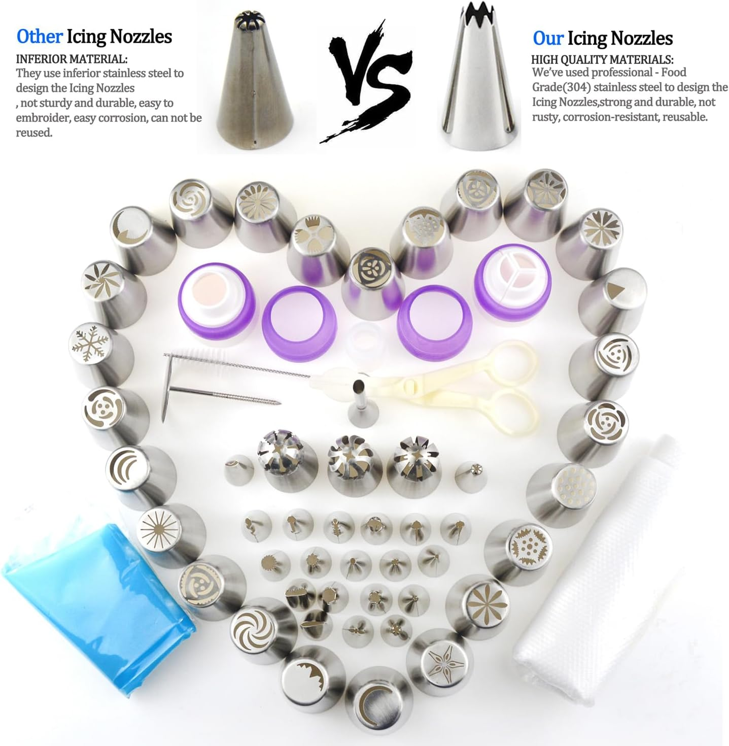 (88PCS Russian Tips) - Russian Piping Tips - Cake Decorating Supplies - 88 Baking Supplies Set - 49 Icing Piping Tips - 3 Russian Ball Piping Tips, Flower Frosting Tips, Bakes Flower Nozzles-Large Cupcake Decorating Kit