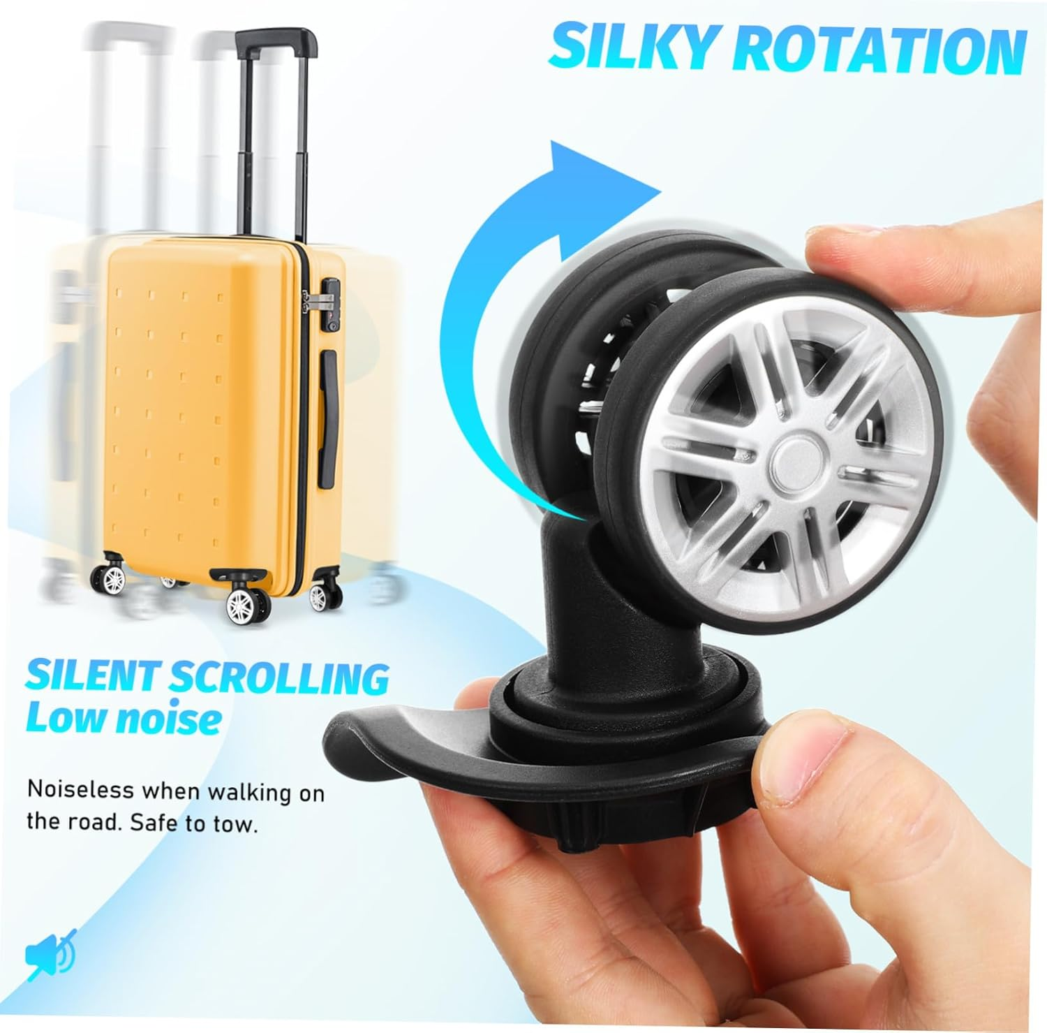 FOMIYES 4Pcs Luggage Wheels Replacement Swivel Caster Wheels Rotation Suitcase Roller for Repair Travel Accessory image number 6