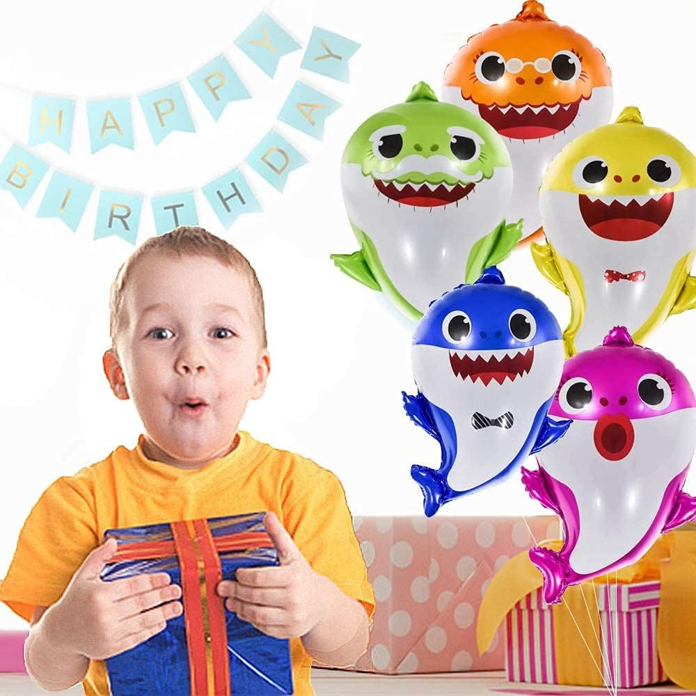 Baby Shark Helium Balloons Family Foil Balloons Set for Sea World Shark Themed Birthday 1St Birthday Decorations Boy Girl Kids Birthday Party Baby Shower Party Supplies (10 Pcs) image number 2