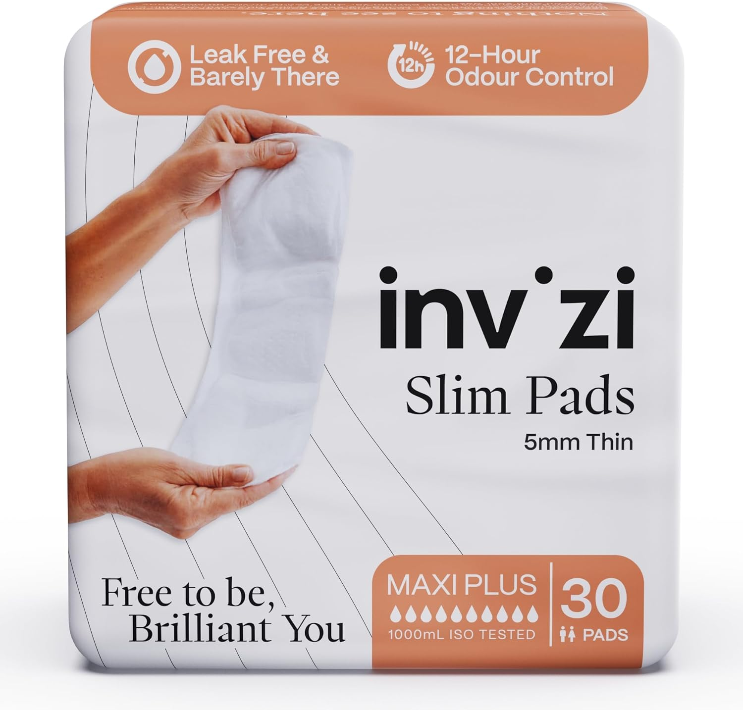 Invizi Pads Maxi plus Disposable Incontinence Pads &ndash; High-Absorbency Protection for Women with Heavy Bladder Leaks & Overnight Use, Thin Design for Day & Night Comfort - Slim - 30 Pack