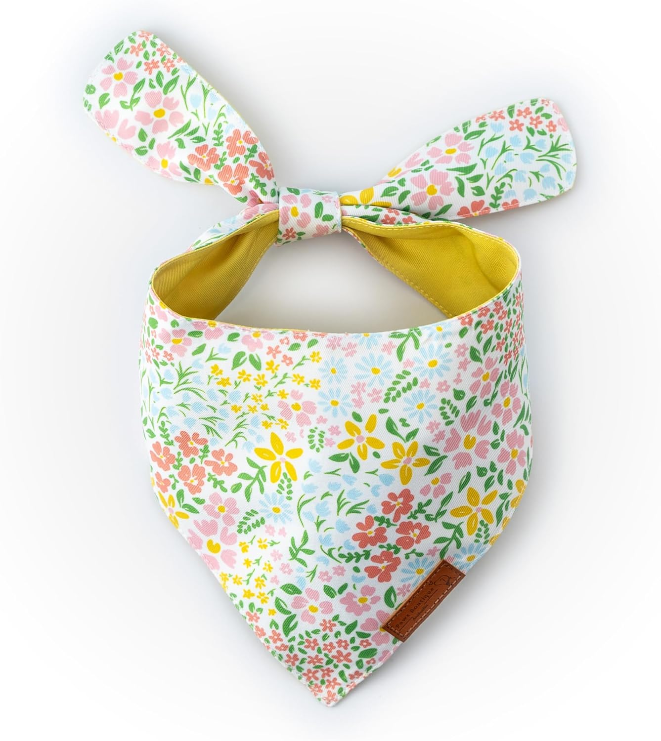 Paws Boutique Premium Dog Bandana/Scarf | Design: Spring Garden | Reversible Dual Layered/Sided | Small, Medium & Large Pets | Unique Style | Accessories for Puppies & Dogs (S) image number 3