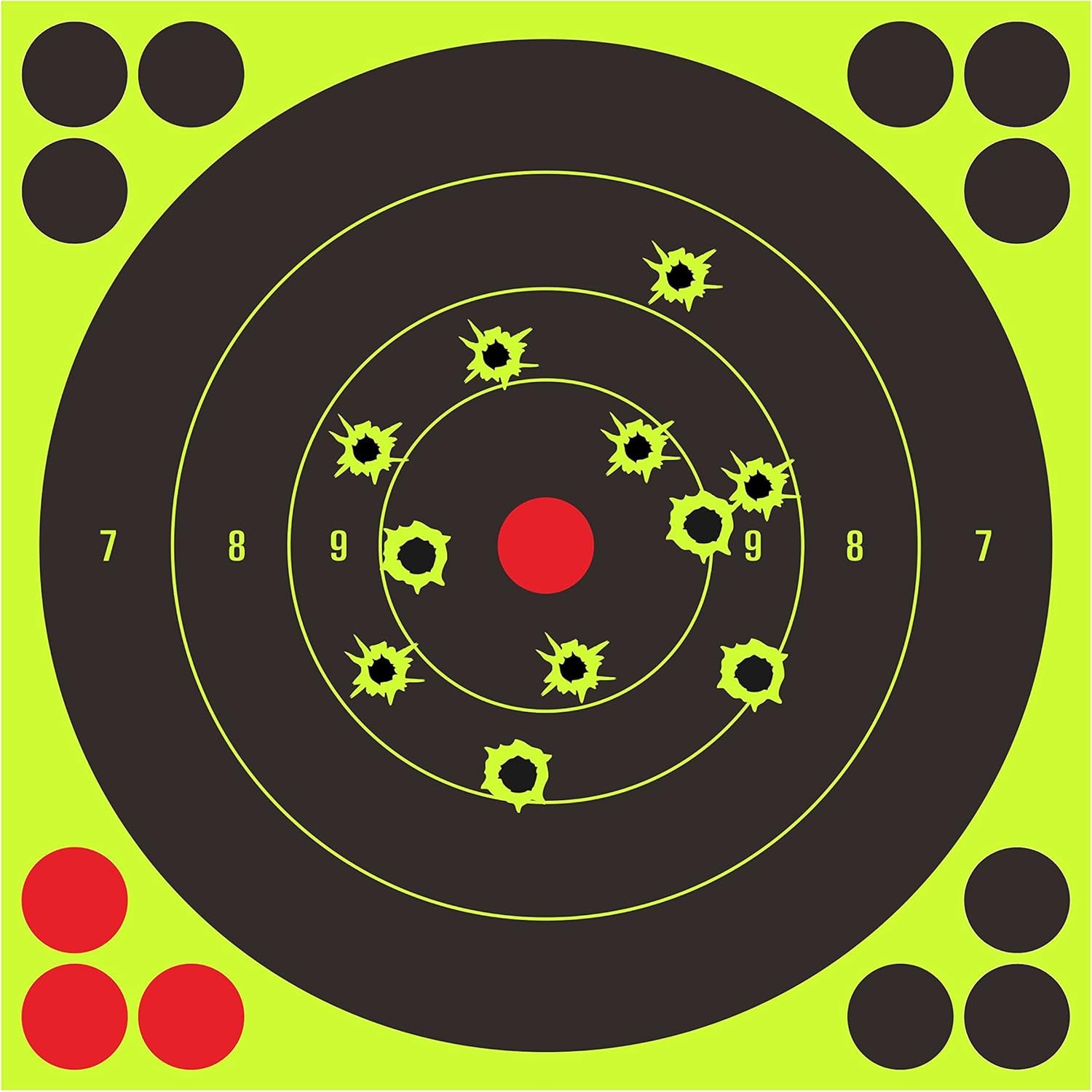 Hybsk Targets - 8 Inch Reactive Splatter Self Adhesive Shooting Targets Bright Fluorescent Yellow upon Impact- Gun - Rifle - Pistol - Airsoft - BB Gun - Pellet Gun - Air Rifle (25 Pcs) image number 4