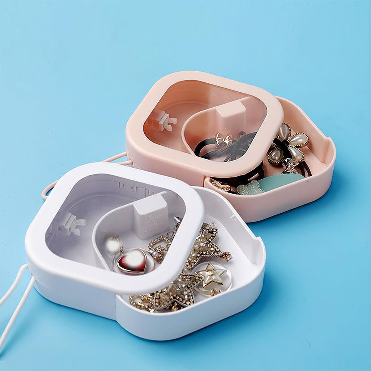 ANCLLO 2Pcs Hair Tie Organizer Holder Box Jewelry Organizer Hair Accessory Storage Containers image number 1