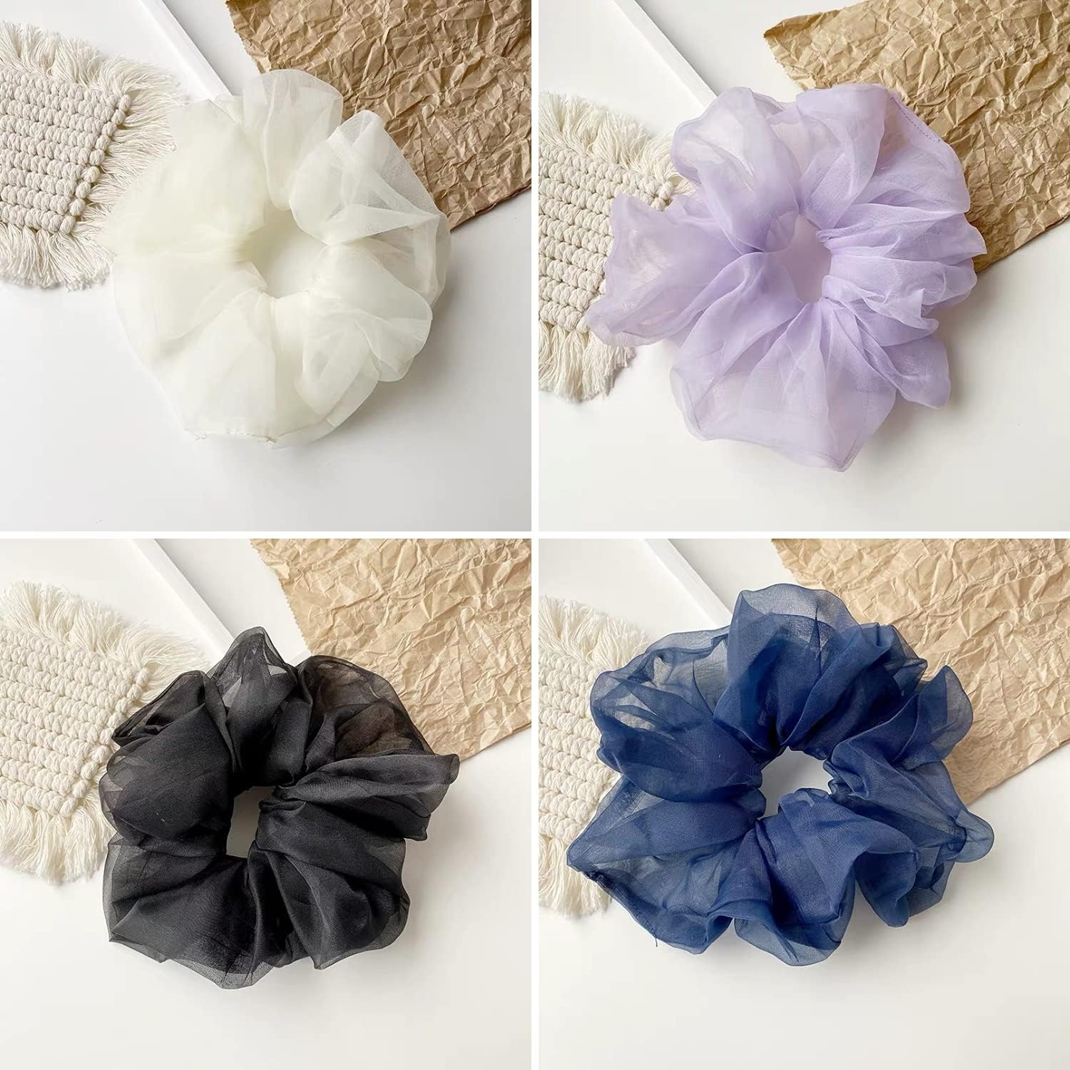 Oversized Scrunchies Jumbo Organza Scrunchies Large Chiffon Scrunchies Giant Scrunchies Big Hair Scrunchies for Women and Girls image number 1