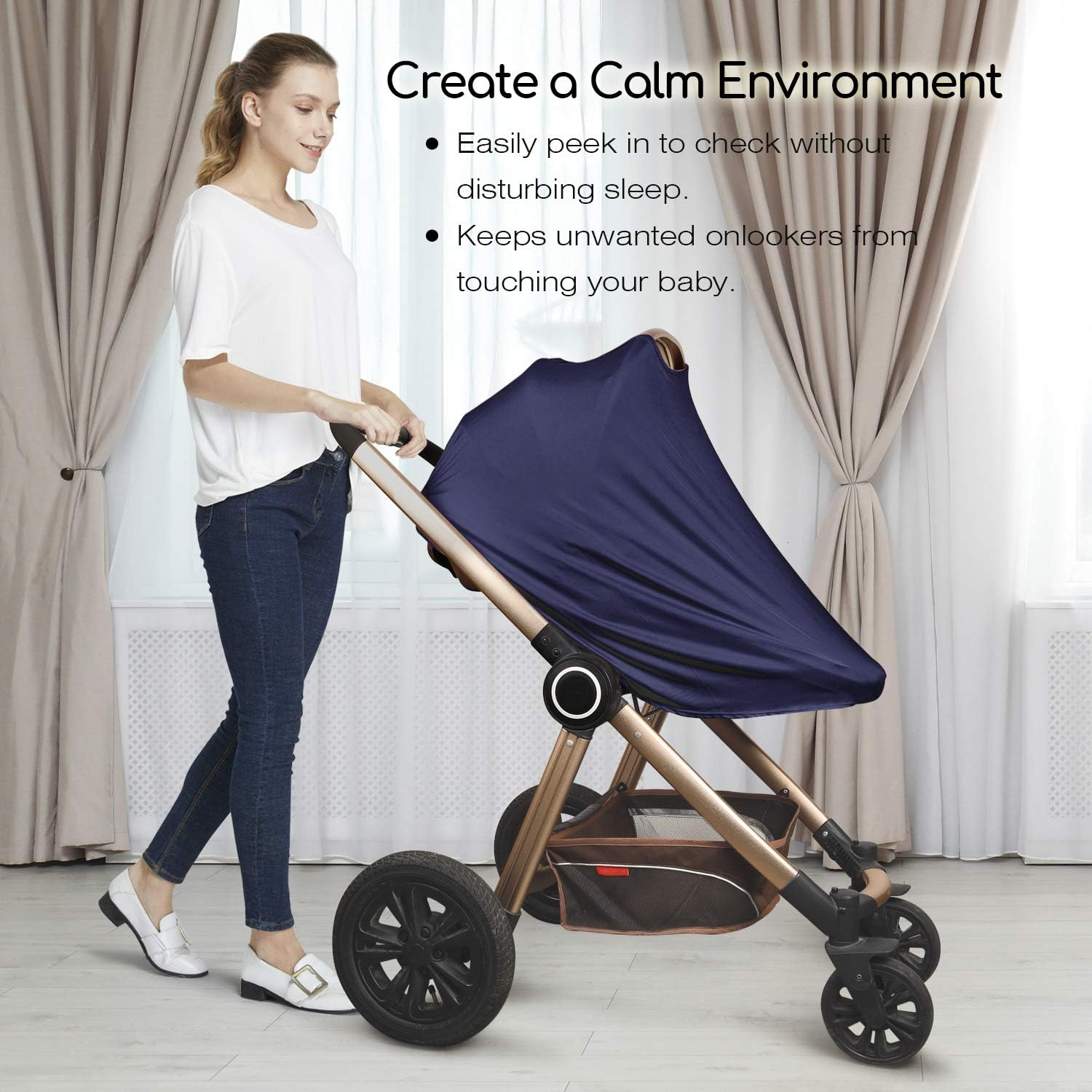 Nursing Cover & Baby Nursing Poncho,Multi Use Breastfeeding Cover for Carseat Canopy, High Seat Cover, Stroller Cover, Shopping Cart Cover,Nursing Scarf for Boy and Girl by (Blue) image number 3