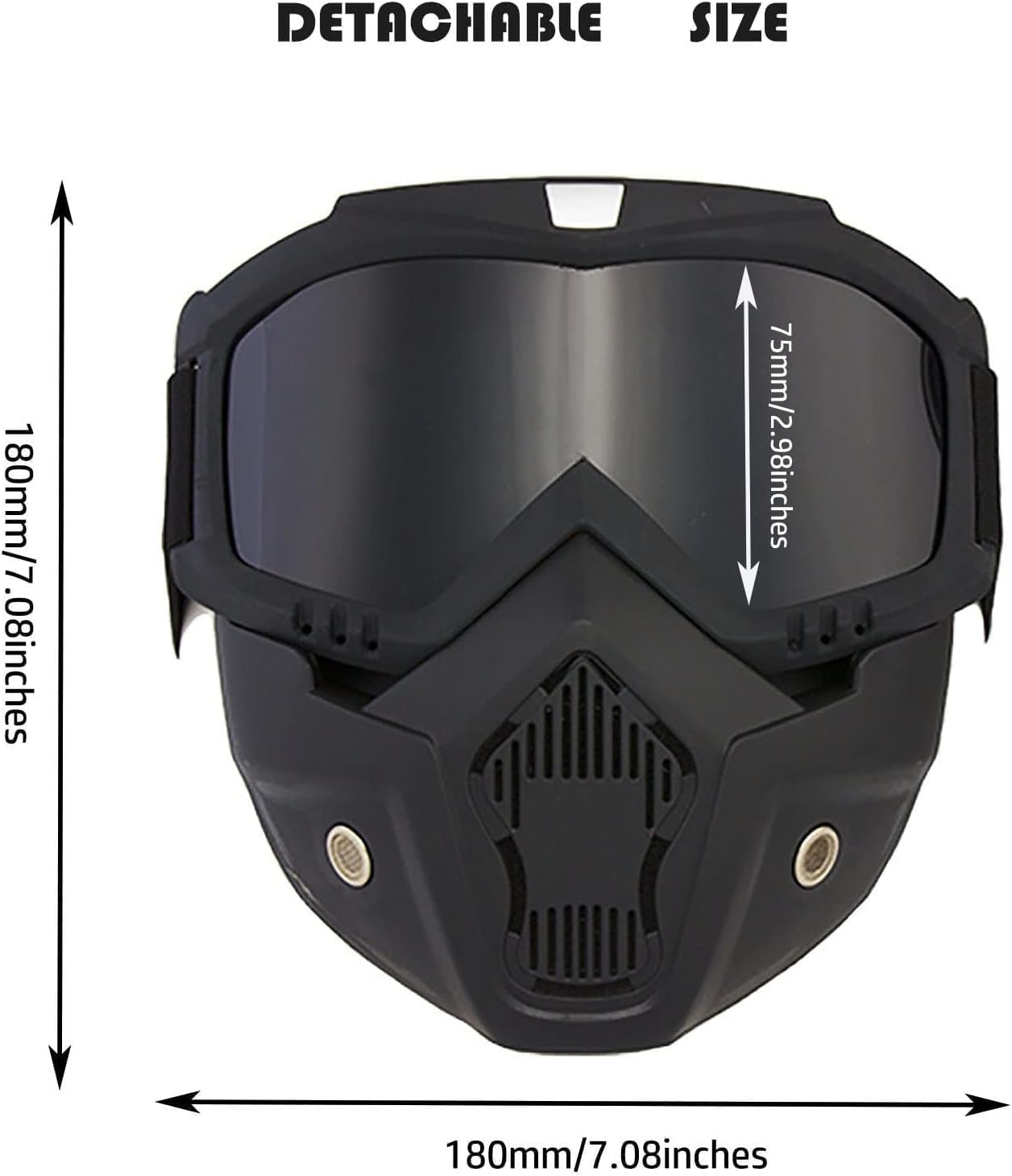 Paintball Mask anti Fog,Tactical Full Face Mask Ski Mask Goggles Detachable Adjustable,Motorcycle Riding Face Protection - Black+White image number 3