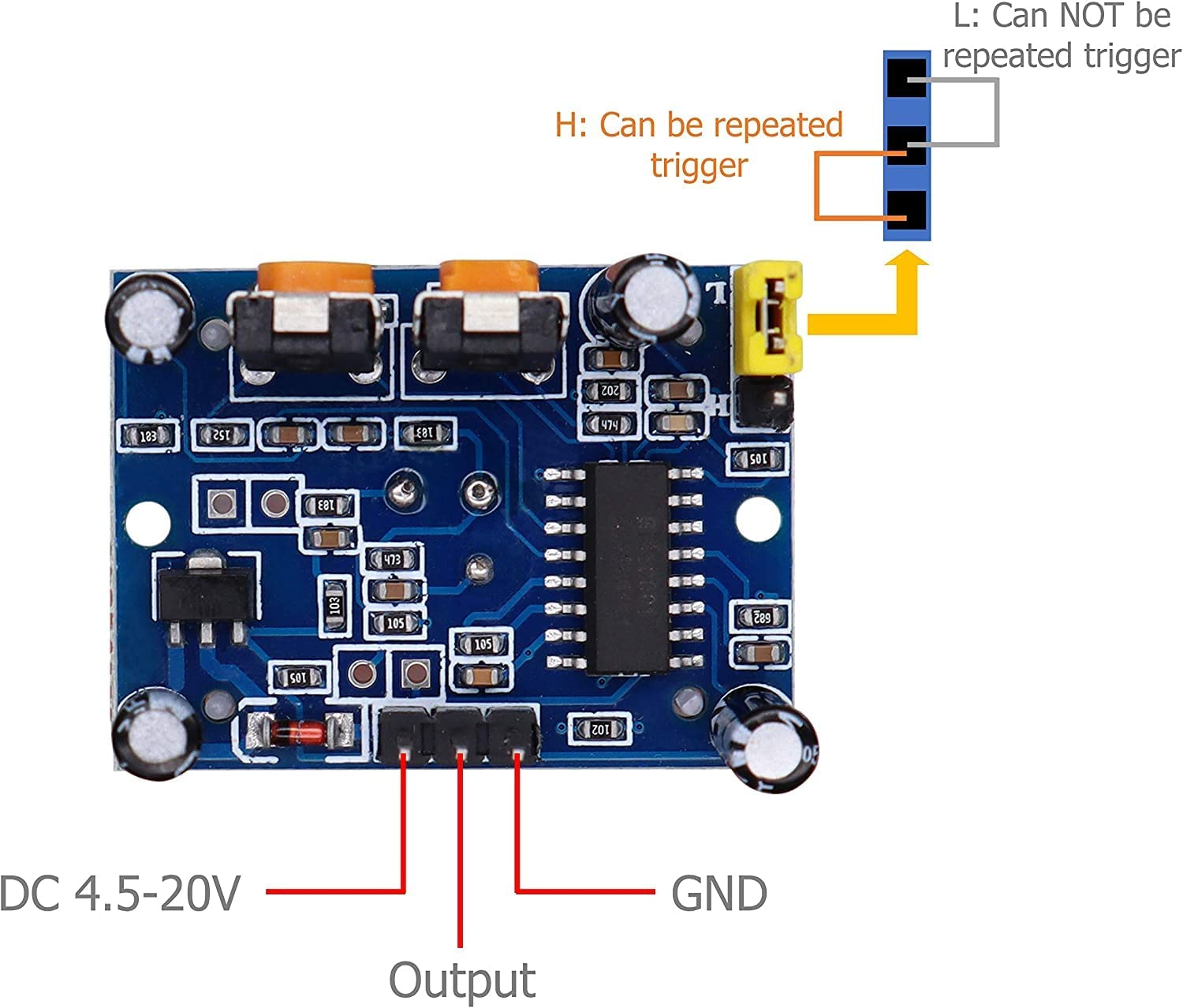 DIGISHUO 5Pcs HC-SR501 Human Infrared Sensor Module PIR IR Body Motion Detector Module Pyroelectric Switch DC4.5-20V for Arduino for Raspberry Pi Blue Version image number 1