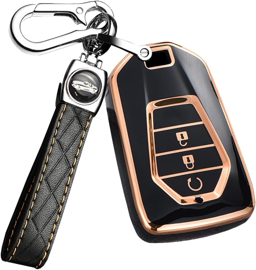 Ontto TPU Car Key Fob Cover Fit for Isuzu D-Max MU-X D Max AT35 for Mazda BT50 Pickup 2020 2021 2022 Onwards Key Holder Smart Case Shell Keyring Keychain Protector Accessories 3 Buttons Grey