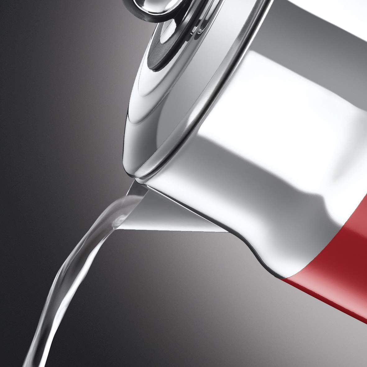 Russell Hobbs Kettle [1.7 L, 2400 W] Retro Red and Polished Stainless Steel (Quick Boil Function, Water Temperature Display in Retro Design, External Water Level Indicator) Vintage Tea Maker 21670-70 image number 6