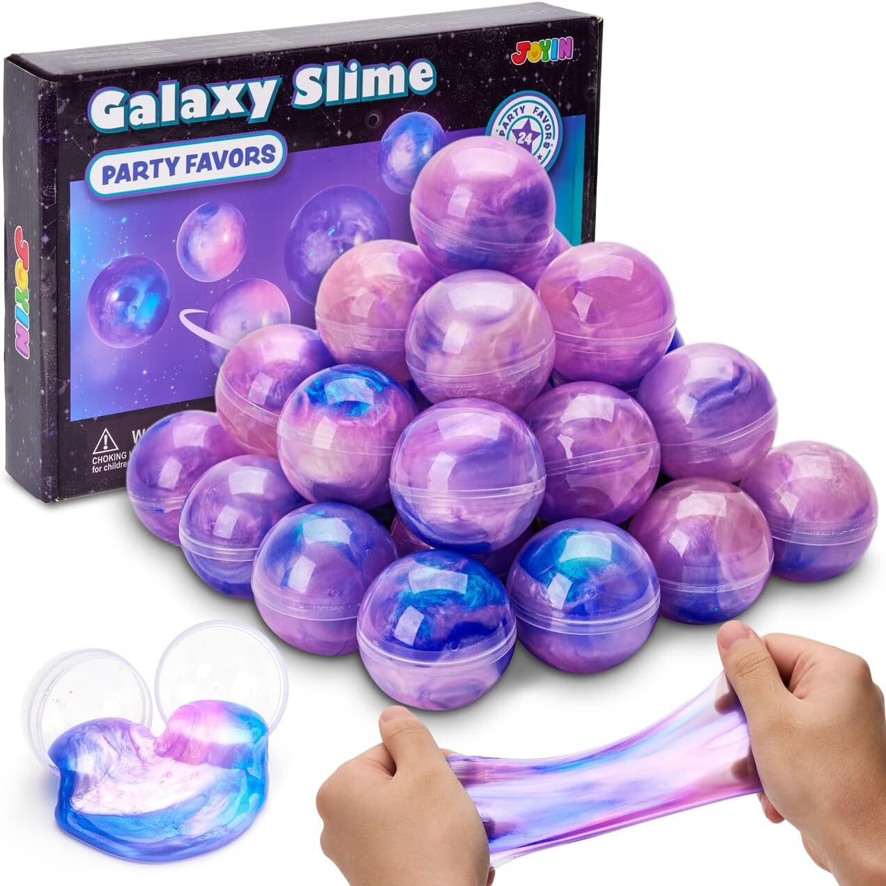 JOYIN Slime Party Favors, 24 Pack Galaxy Slime Ball - Stretchy, Non-Sticky, Mess-Free, Stress Relief, and Safe for Girls and Boys - Classroom Reward, Party Supplies image number 4