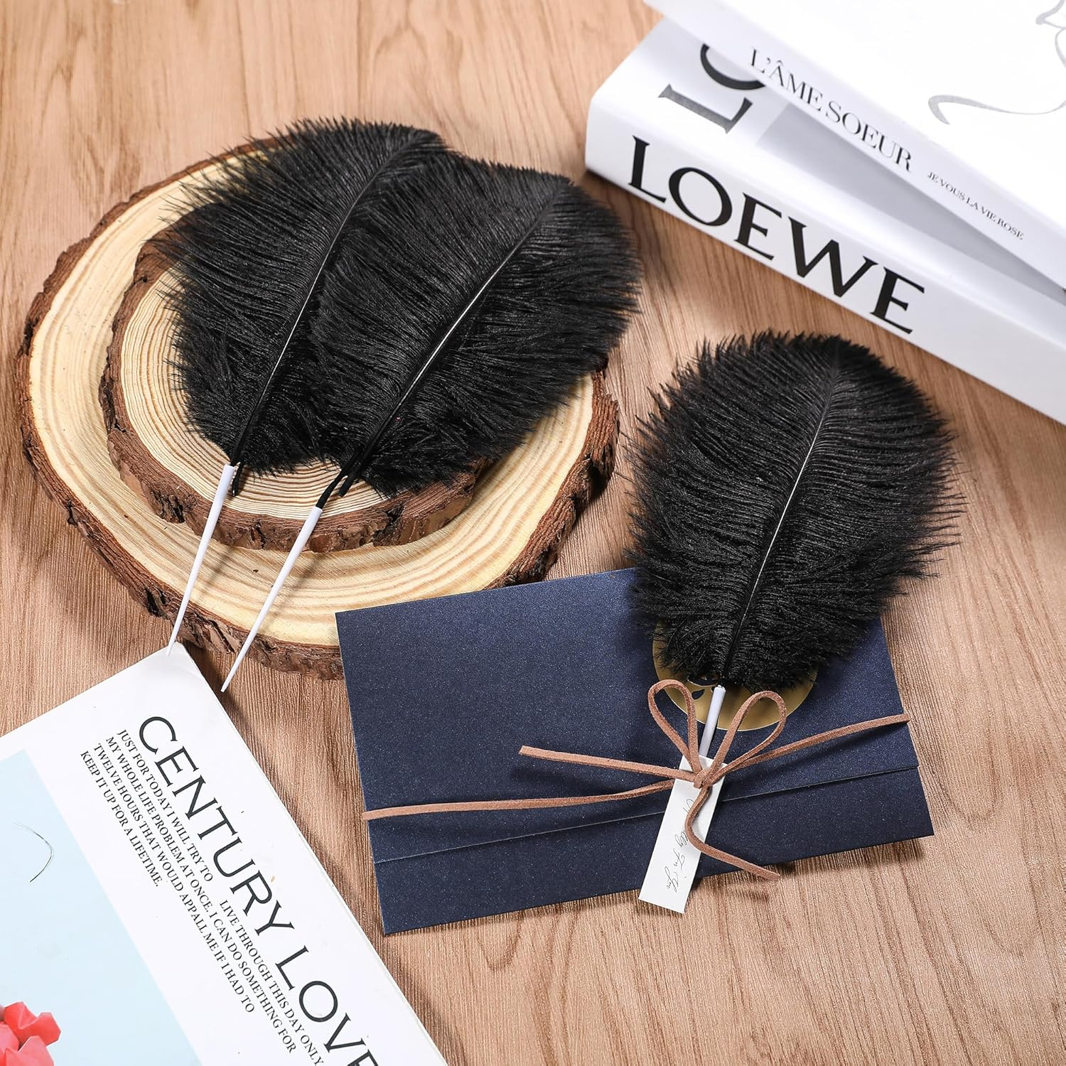 SOGUGOM Black Craft Ostrich Feathers - 30PCS Total Length 9-11 Inch Ostrich Feathers Kit for Centerpieces, Kindergarten Crafts, Dream Catchers and DIY Projects(Black) image number 2