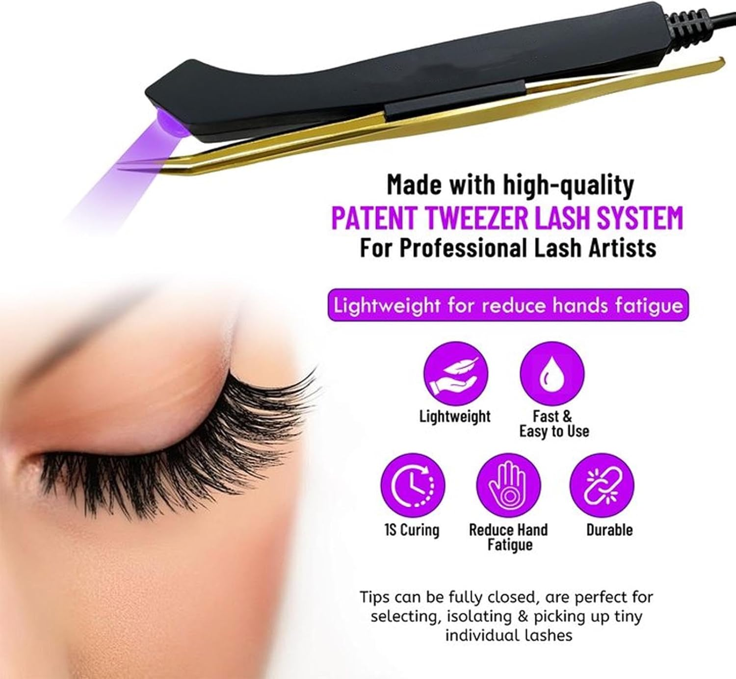 V Lash Light, 5W V Lamp for Eyelash Extension, LED Eyelash Extensions Nail Tech Lash Lamp with Foot Pedal Control for Professional Lash Technicians, Fast Curing image number 6