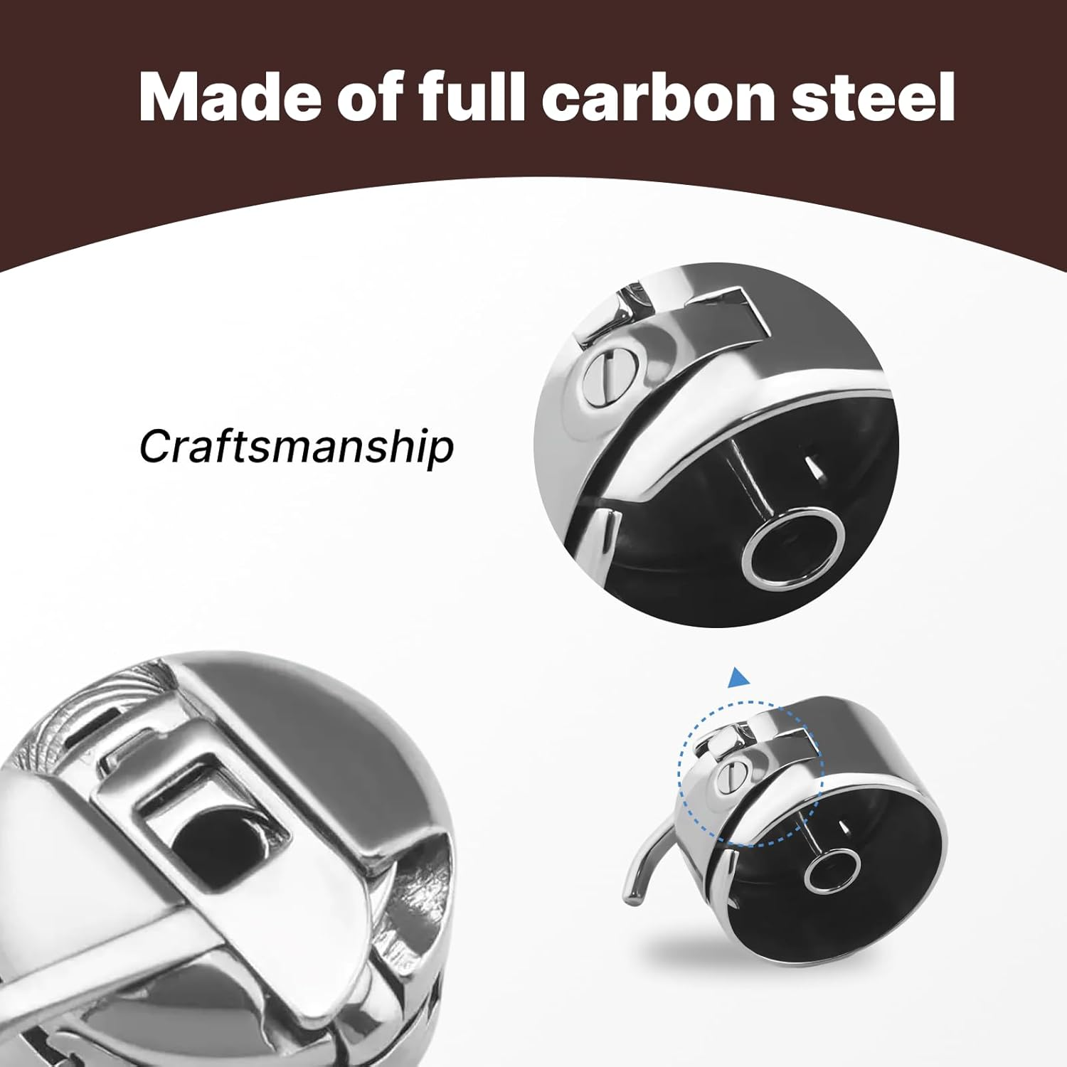 4-Pack Premium Stainless Steel Bobbin Cases for Home Sewing Machine Bobbin, Durable, Universal Fit 22.5X16Mm, Compatible with Bernina, Singer, and Others Ideal for Various Sewing Projects image number 3