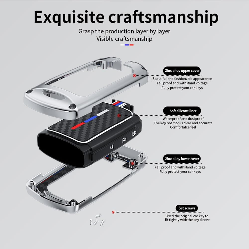 Ontto Luminous Car Key Fob Cover Fit for Mazda 3 6 Alexa CX-5 MX-5 Miata CX-9 CX-30 MX-30 CX-50 CX-90 2019-2025 Key Holder Metal Smart Shell Case Keyring Keychain Auto Styling Accessories - 4 Buttons-Black image number 2