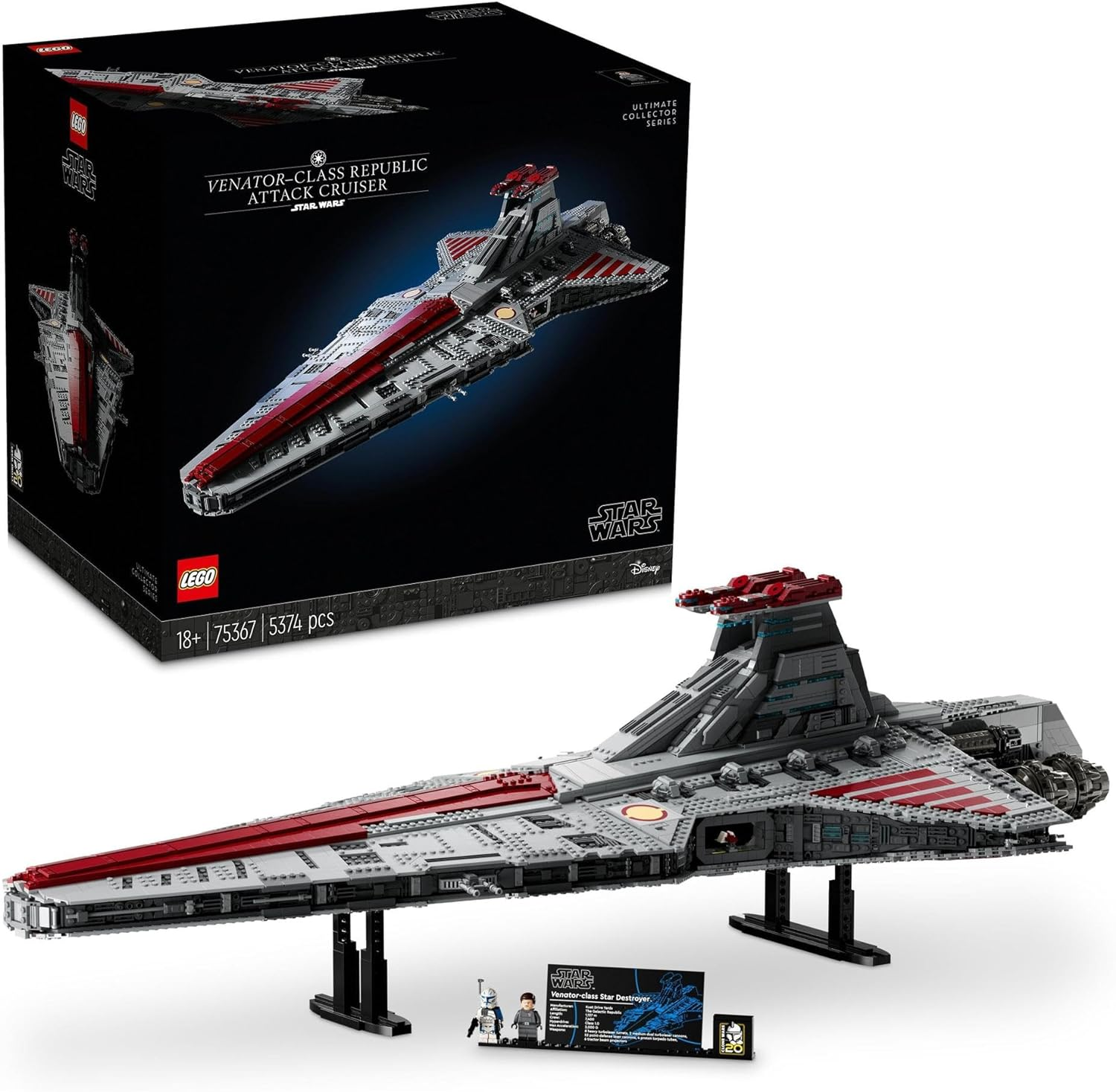 LEGO&reg; Star Wars&trade; Venator-Class Republic Attack Cruiser&trade; (5374 Pcs) Collectible Vehicle Model Kit the Clone Wars UCS Set for Adults with 2 Minifigures Incl. Captain Rex Ultimate Collector Series 75367 image number 1
