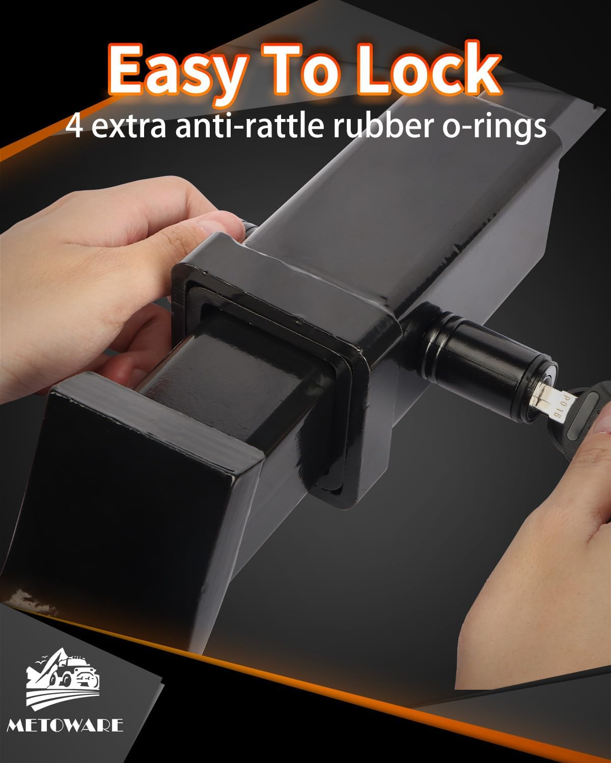 METOWARE Trailer Hitch Lock - 5/8" Dia Locking Receiver Pin, Fits 2" Receiver Tubes, Class III & IV Hitch Receivers, Anti-Theft Trailer Receiver Lock, Black (1 Pack)