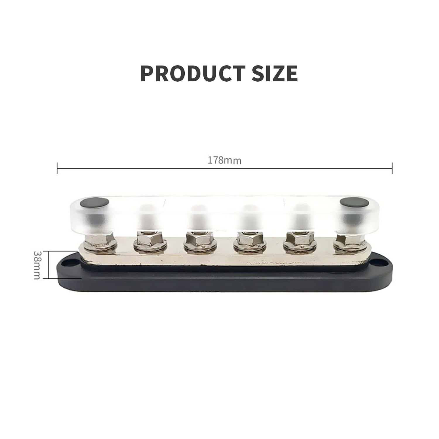 6-Way 12V 300A Bus Bar M8, Heavy-Duty Copper Power Distribution Block with Insulated Base for Car, Marine, RV and Solar Systems (Black) image number 3