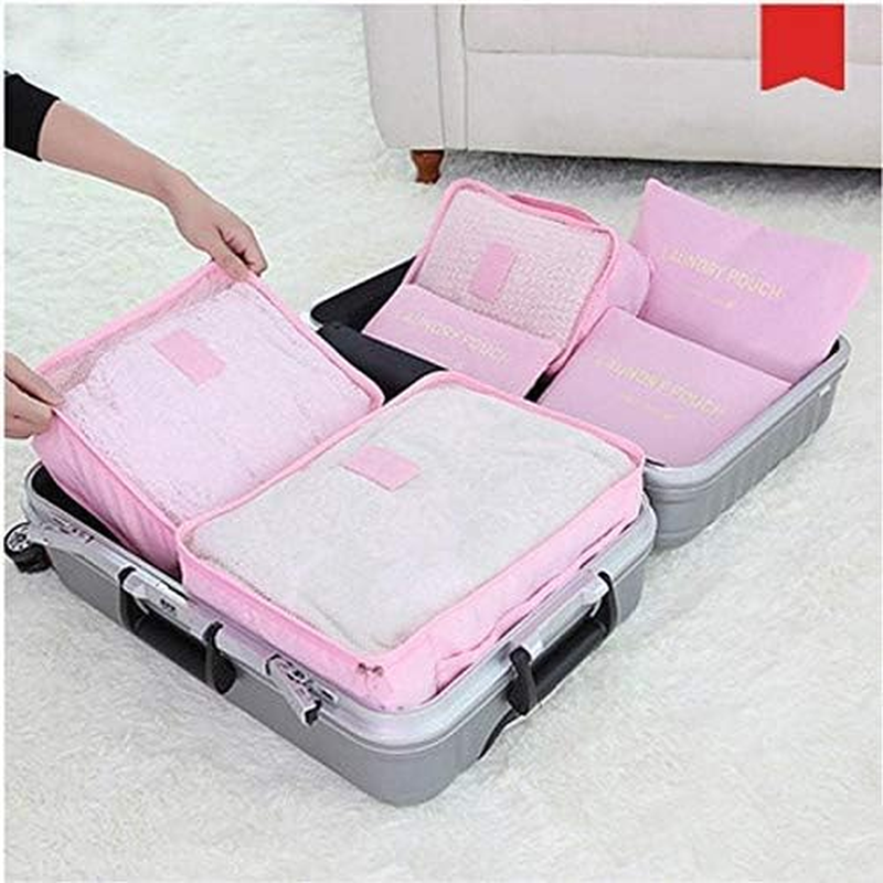 Go2Buy 6Pcs Travel Luggage Organizer Set Backpack Storage Pouches Suitcase Packing Bags (Pink) image number 2