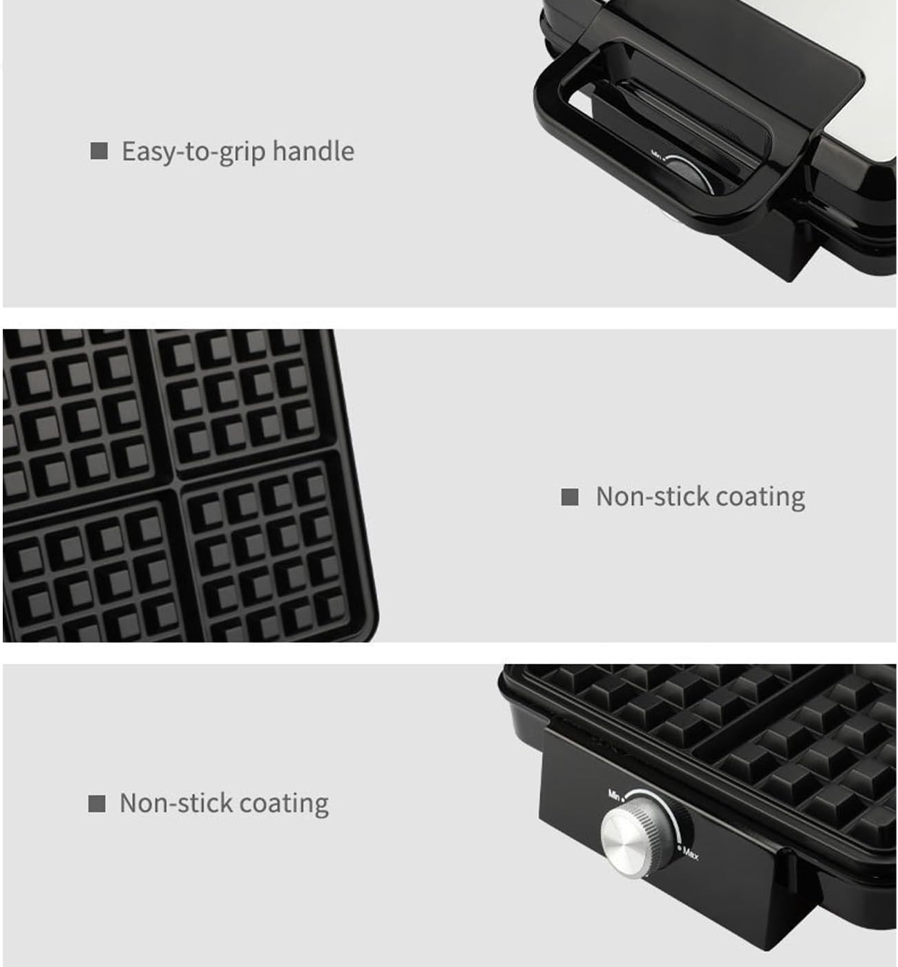 4 Slices Waffle Maker Machine, 1500W Household Electric Waffle Makers & Irons Iron with Temperature Control, Double-Sided Heating, Easy Clean, for Breakfast, Hash Browns, Best Gift image number 2