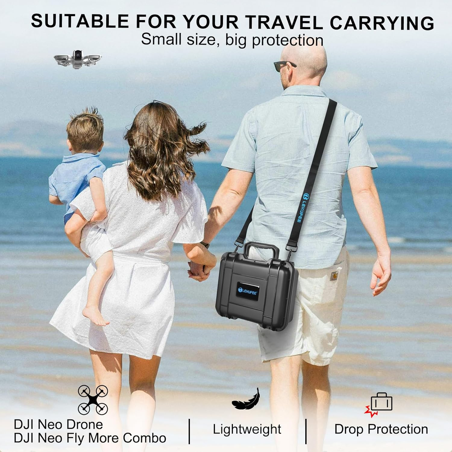 Lekufee Portable Waterproof Hard Case for DJI Neo Drone,Dji Neo Fly More Combo,Dji RC-N3,RC-N2 Remote Controllers and Accessories(Case Only) image number 4