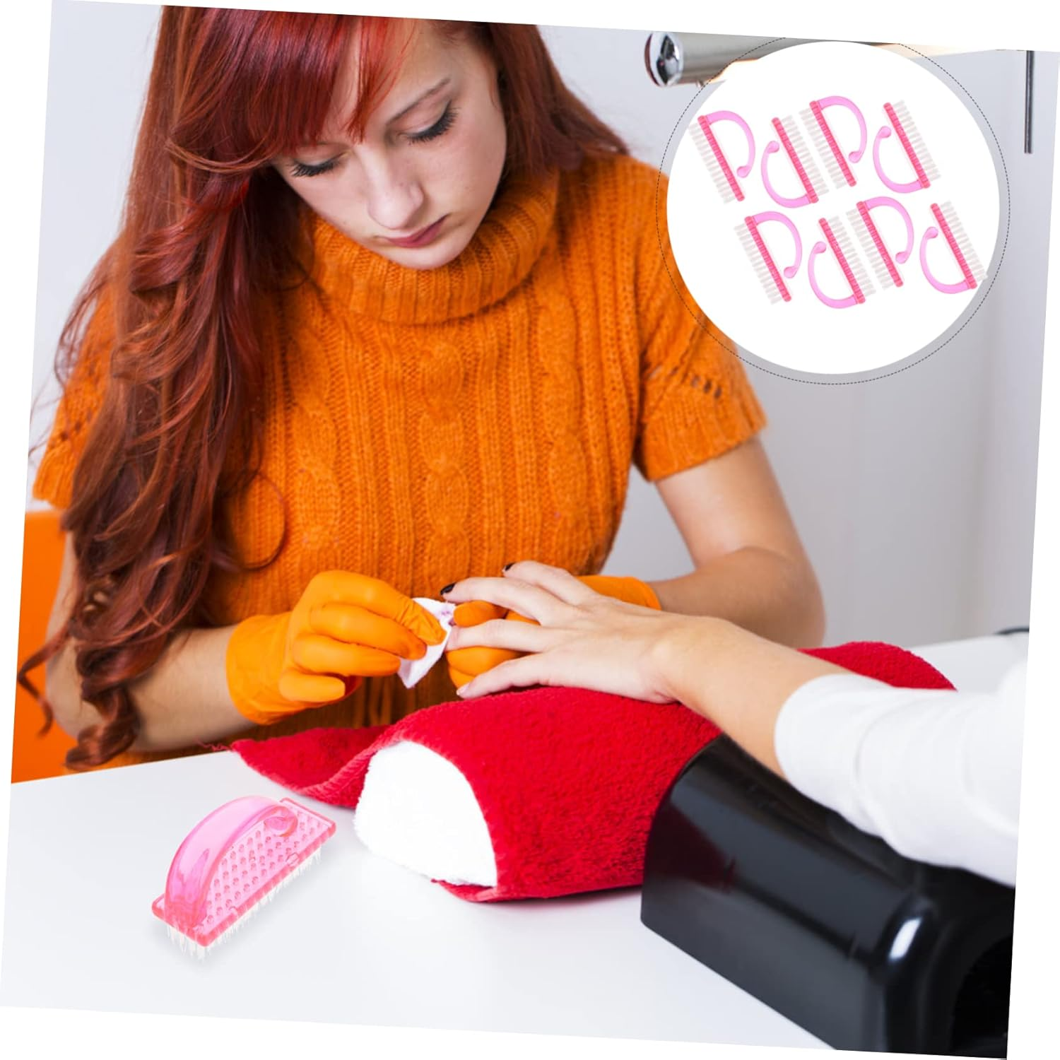 Ipetboom 8Pcs Fingernail Cleaning Brush Soft Bristle Nail Art Manicure French Brush image number 5