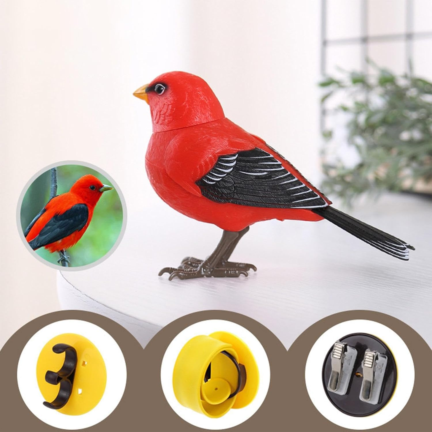 Artificial Bird Toys, Electric Interactive Toy, Fake Birds Sound and Motion Activated Singing Bird, Realistic Simulation Birds Making Sounds, Tree Ornaments for Garden Decorations, Pet Supplies - Abd04 image number 4