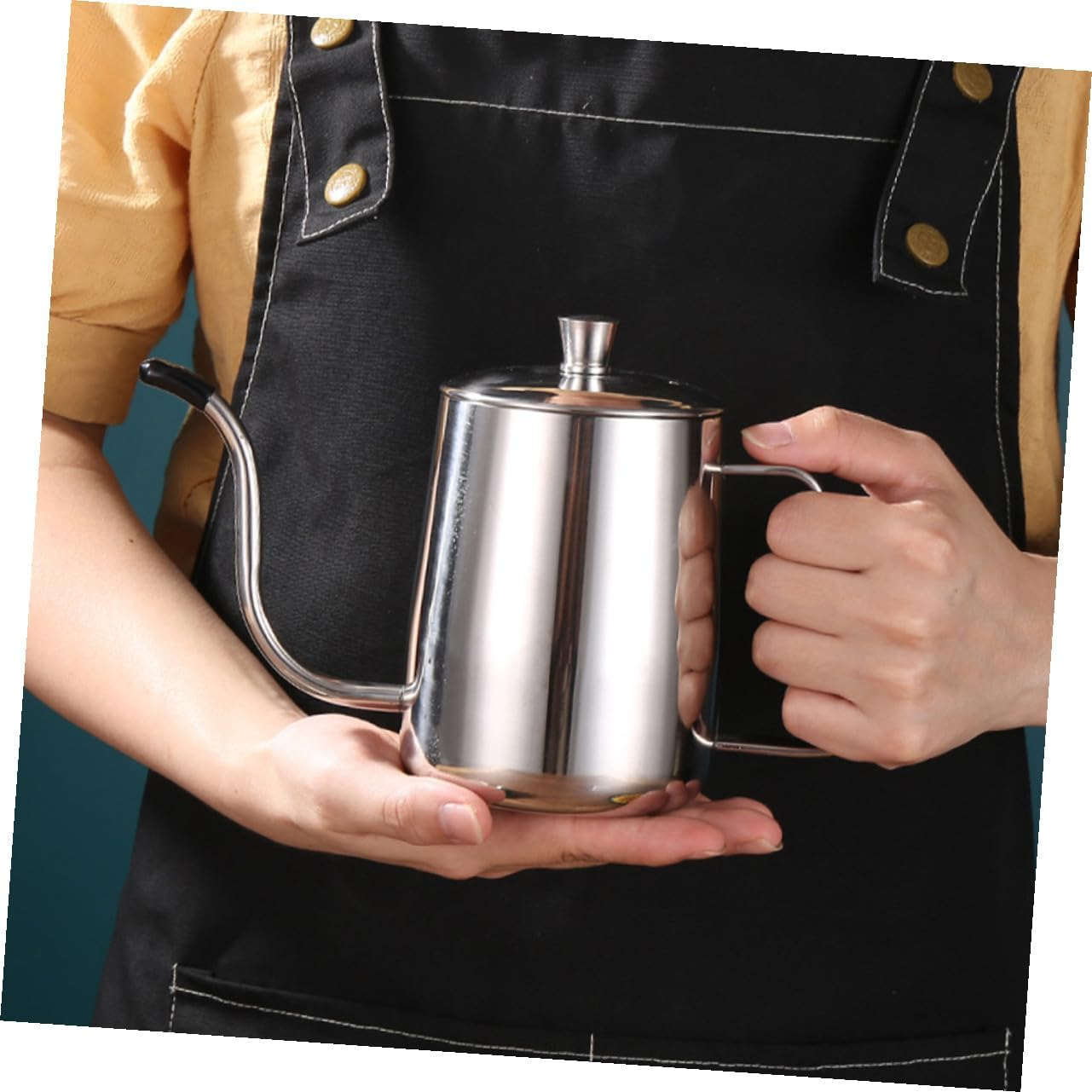 DOITOOL Office Coffee Kettle Stainless Steel Gooseneck Pouring Pot with Lid High Temperature Resistant Mini Long Spout Tea Kettle for Office Brewing image number 5