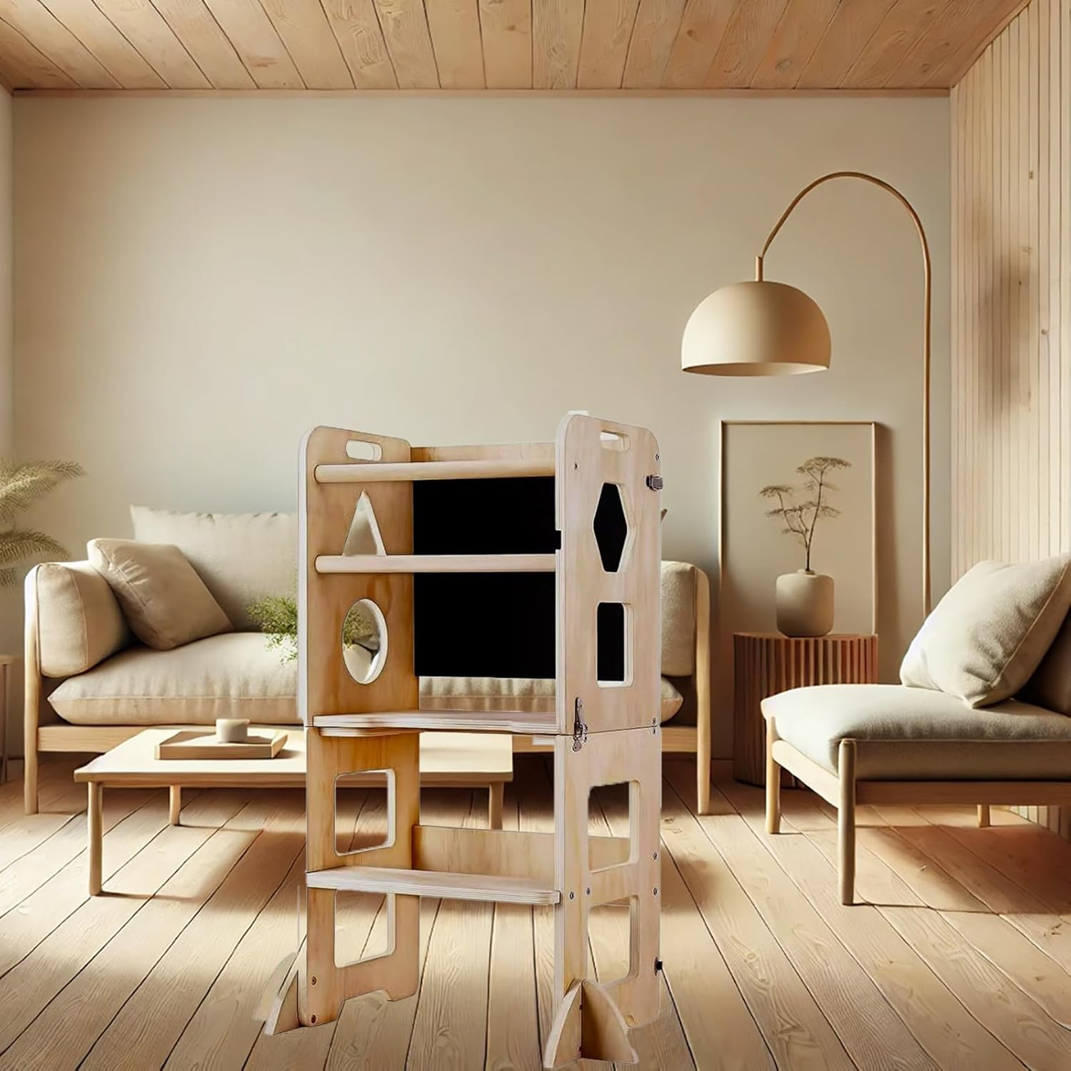 Jeonz Toddler Learning Tower, Foldable Kids Kitchen Step Stool, Montessori Standing Tower image number 3