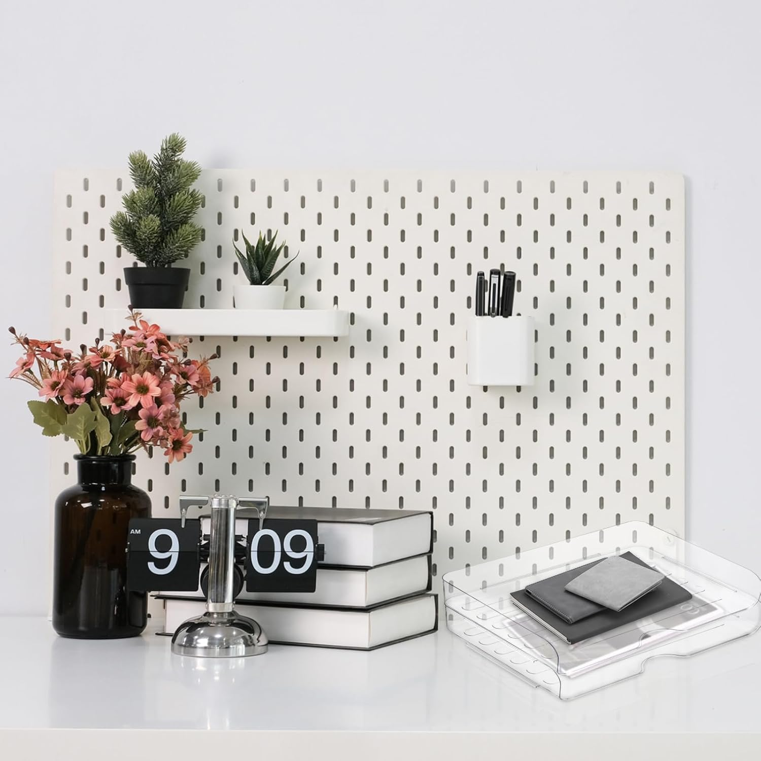 Uxcell 13"X9.8"X2.9" Stackable Letter Tray, 2-Tier Paper Organizer Rectangular Plastic Desk Organizer Accessories File Holder for Office Desk Drawers Paper Storage, Clear image number 1