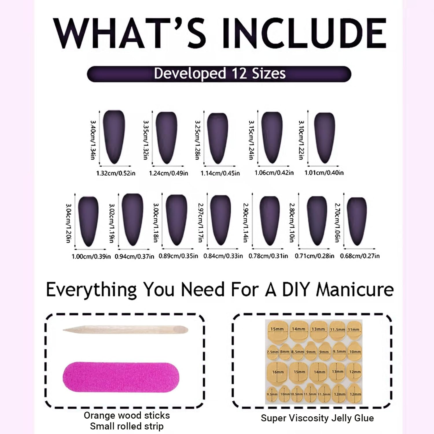 JOWILIN Press on Nails Set, 24 Pcs French Tip Fake Nails with Ultra-Adhesive Jelly Glue and Nails Kit, Long-Lasting over Two Week, Exquisite Reusable False Nails for Women, Girls (White Shell) image number 5