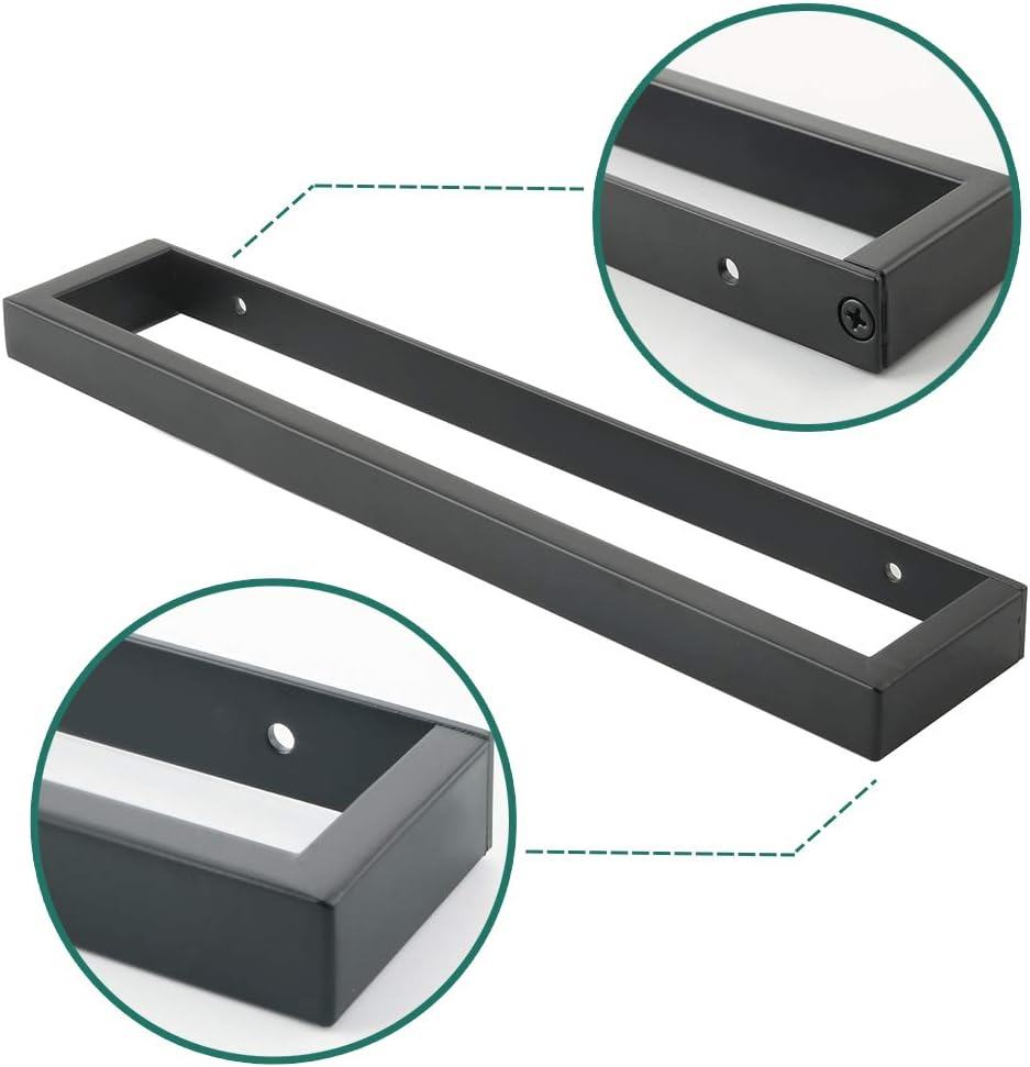 SAYAYO Towel Bar for Bathroom Black, 12 Inch Hand Towel Holder Self Adhesive Towel Rack Sticky Stainless Steel Wall Mounted, No Drill image number 1