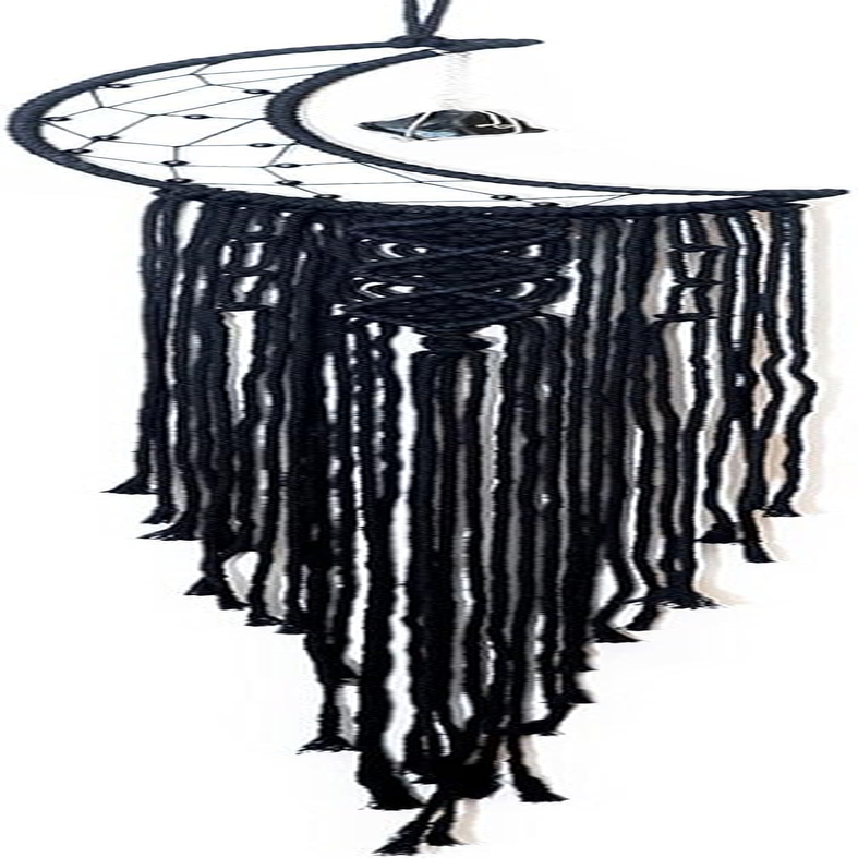 MOONFLY Black Moon Dream Catcher with Handmade Woven Cotton Dream Catchers Boho Macrame Wall Hanging Home Decoration Ornament Craft Gift (Black Moon)