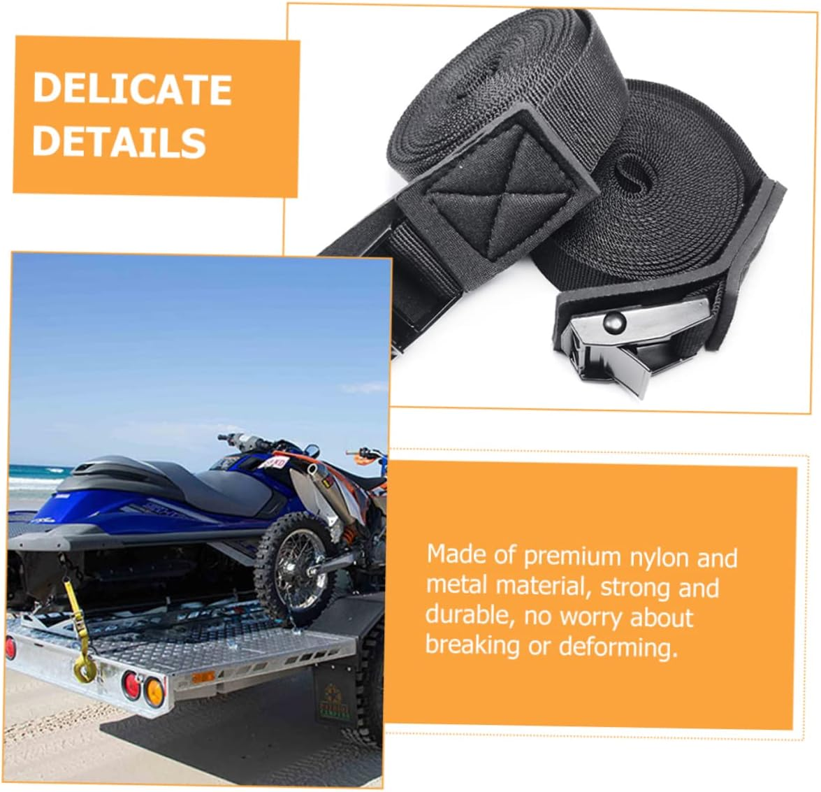 1Pair Kayak Binding Straps Cargo Tie-Down Straps for Secure Roof Rack Transport for Canoe and Surfboard Easy to Store and Use image number 4